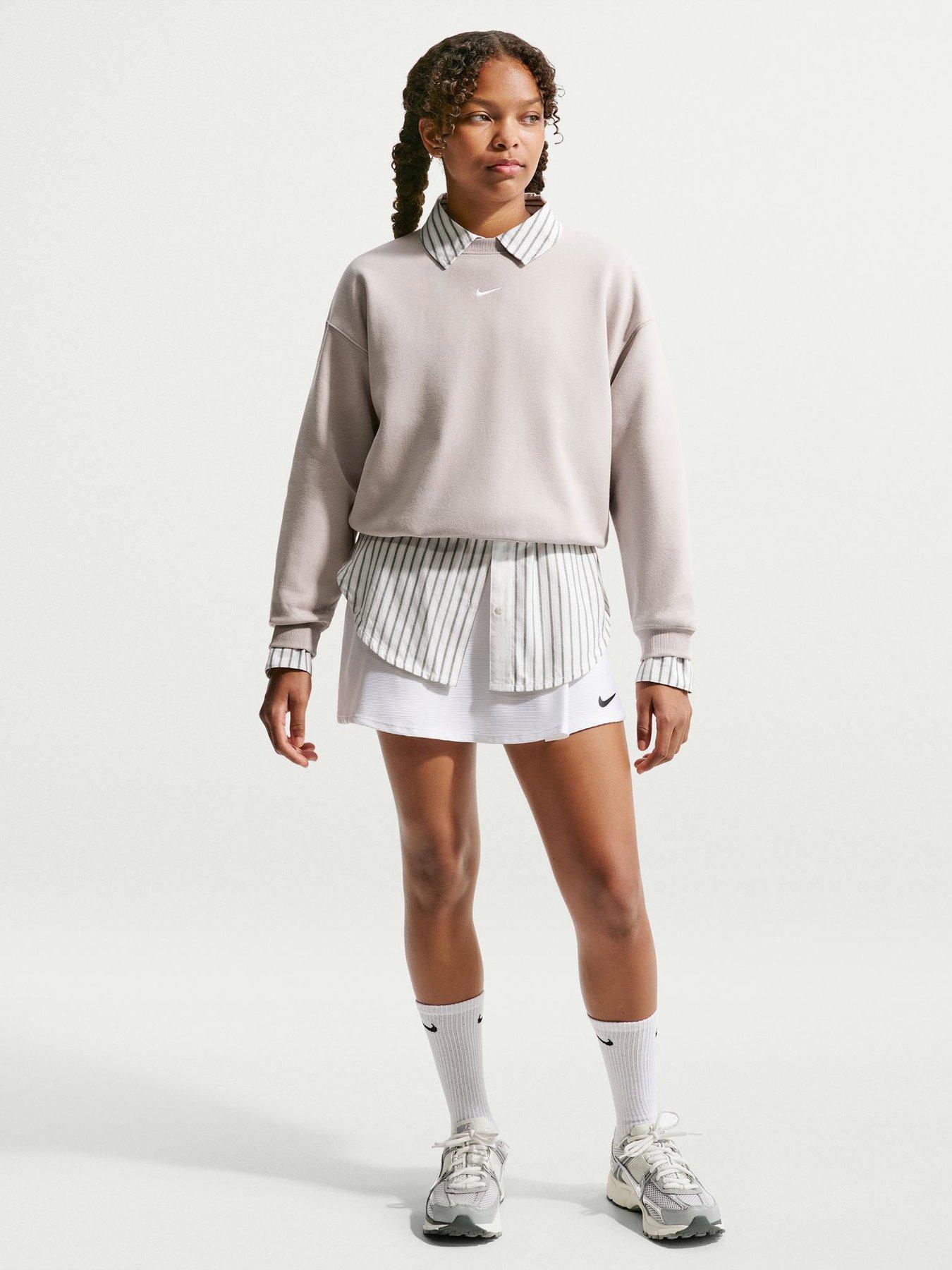 Image 3 of 5 of Nike Junior Girls Studio Club Fleece Relaxed Crew Neck Sweatshirt - Beige