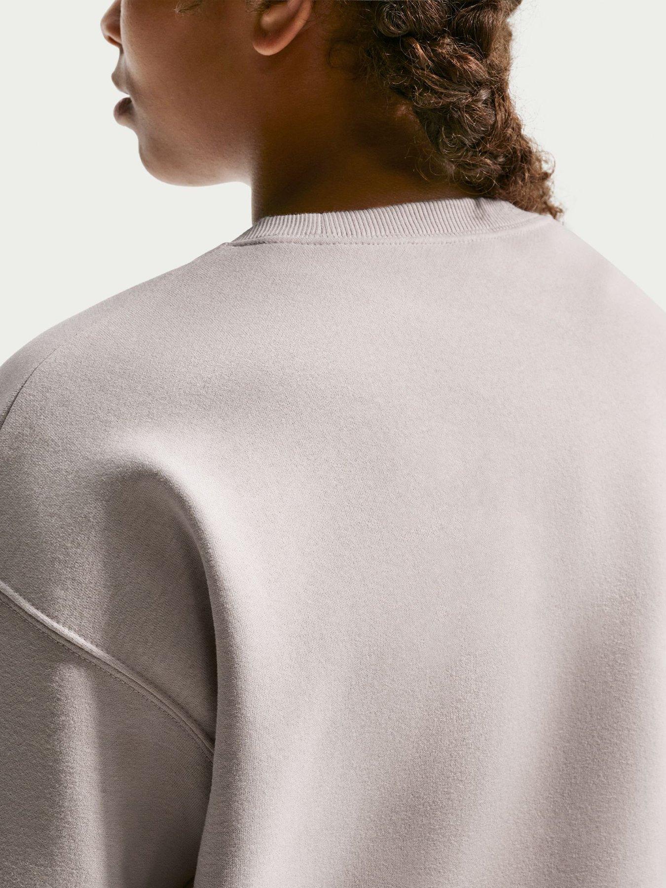 Image 5 of 5 of Nike Junior Girls Studio Club Fleece Relaxed Crew Neck Sweatshirt - Beige