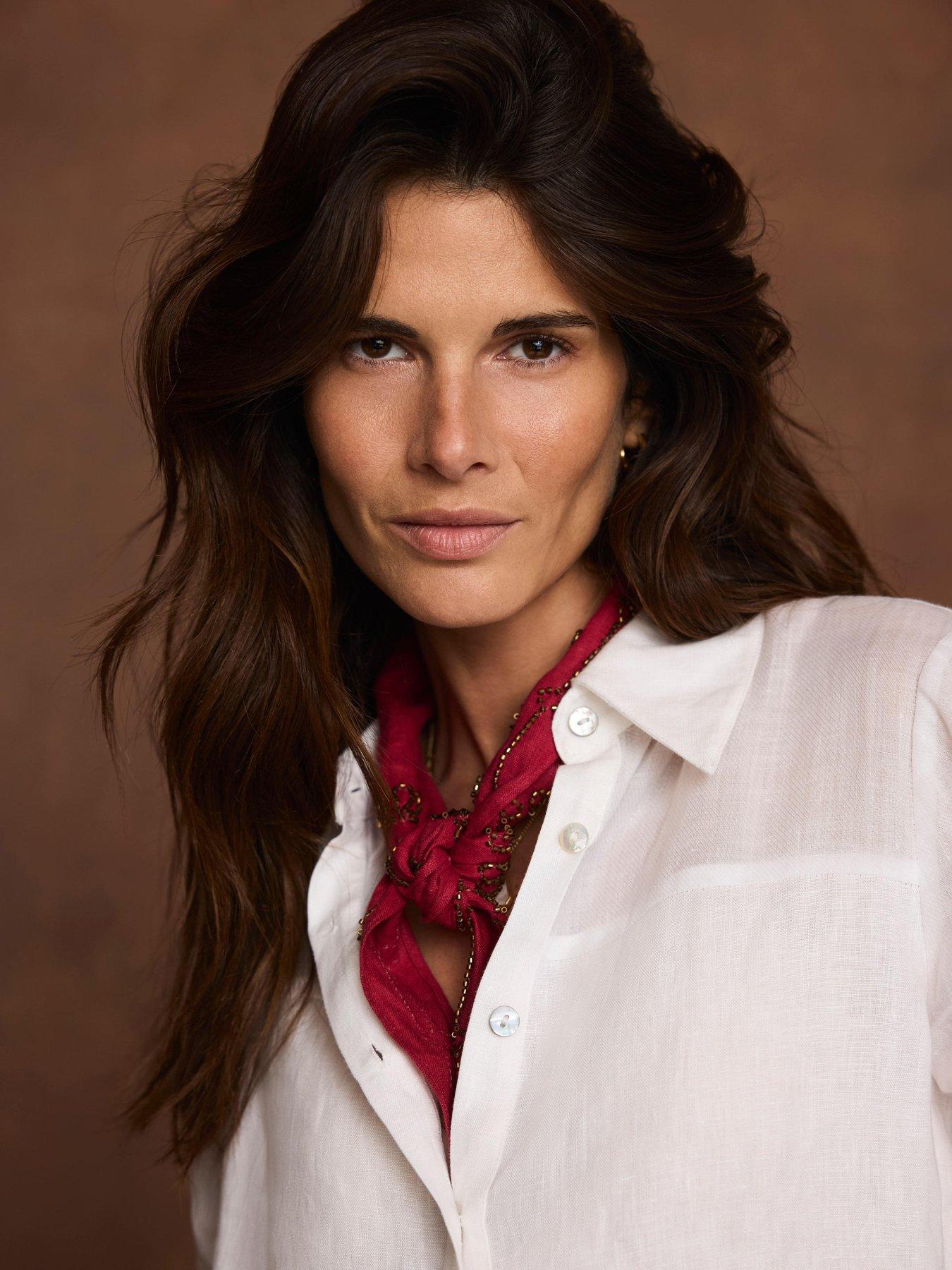Image 2 of 4 of Mint Velvet Embellished Neck Scarf - Red