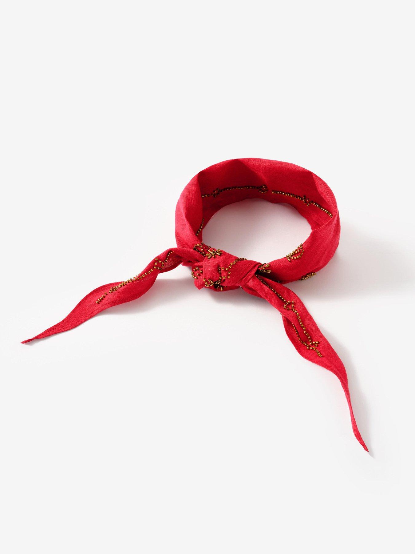 Image 4 of 4 of Mint Velvet Embellished Neck Scarf - Red