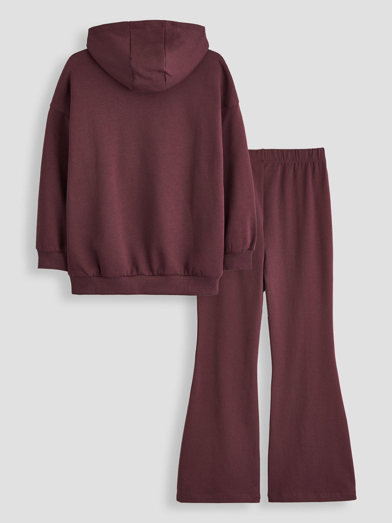 Image 2 of 5 of The Very Collection Girls Oversized Hoody And Ribbed Flare Legging - Chocolate
