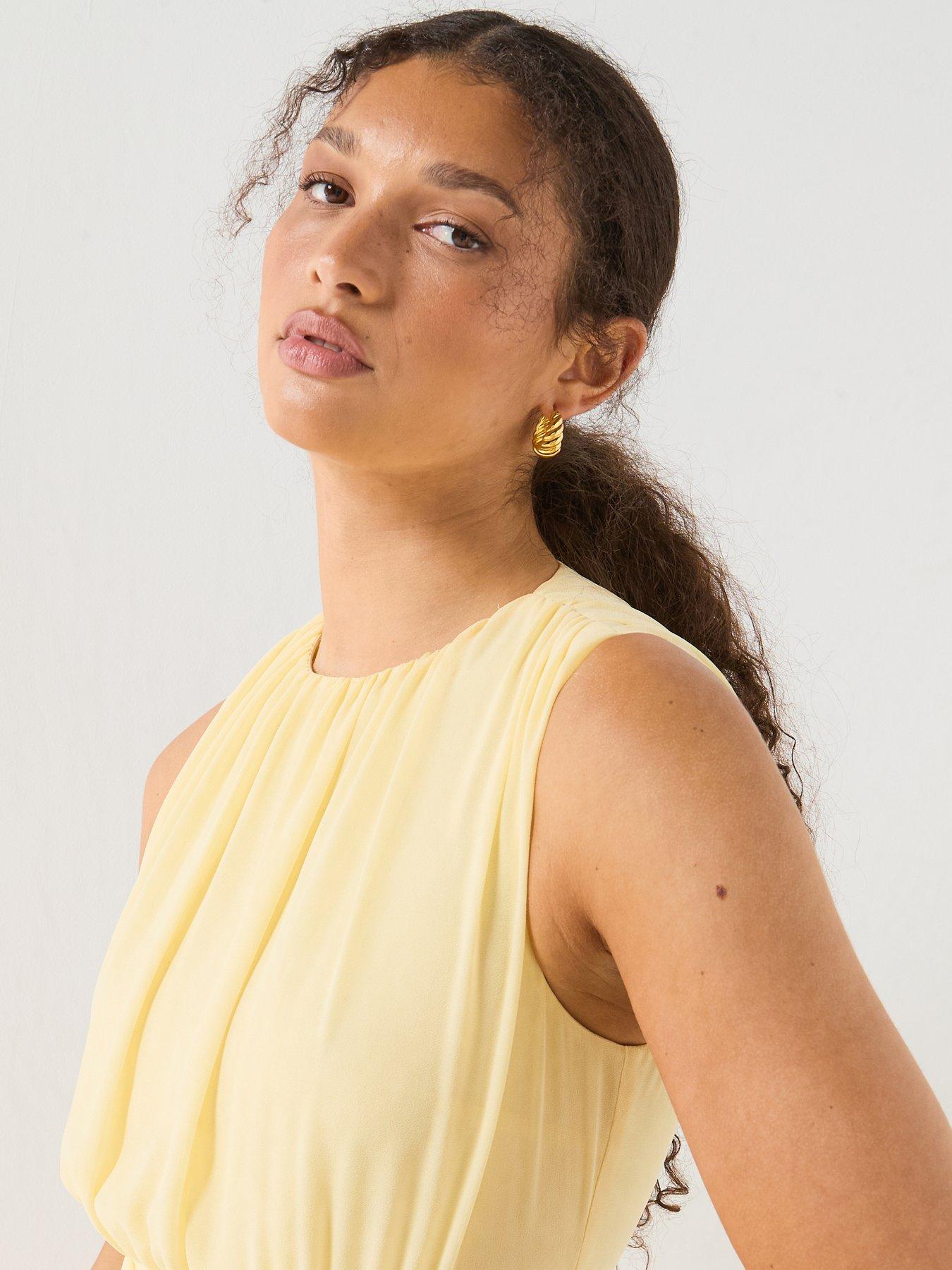 Forever New Edna Gathered Basque Tie Dress - Yellow | Very