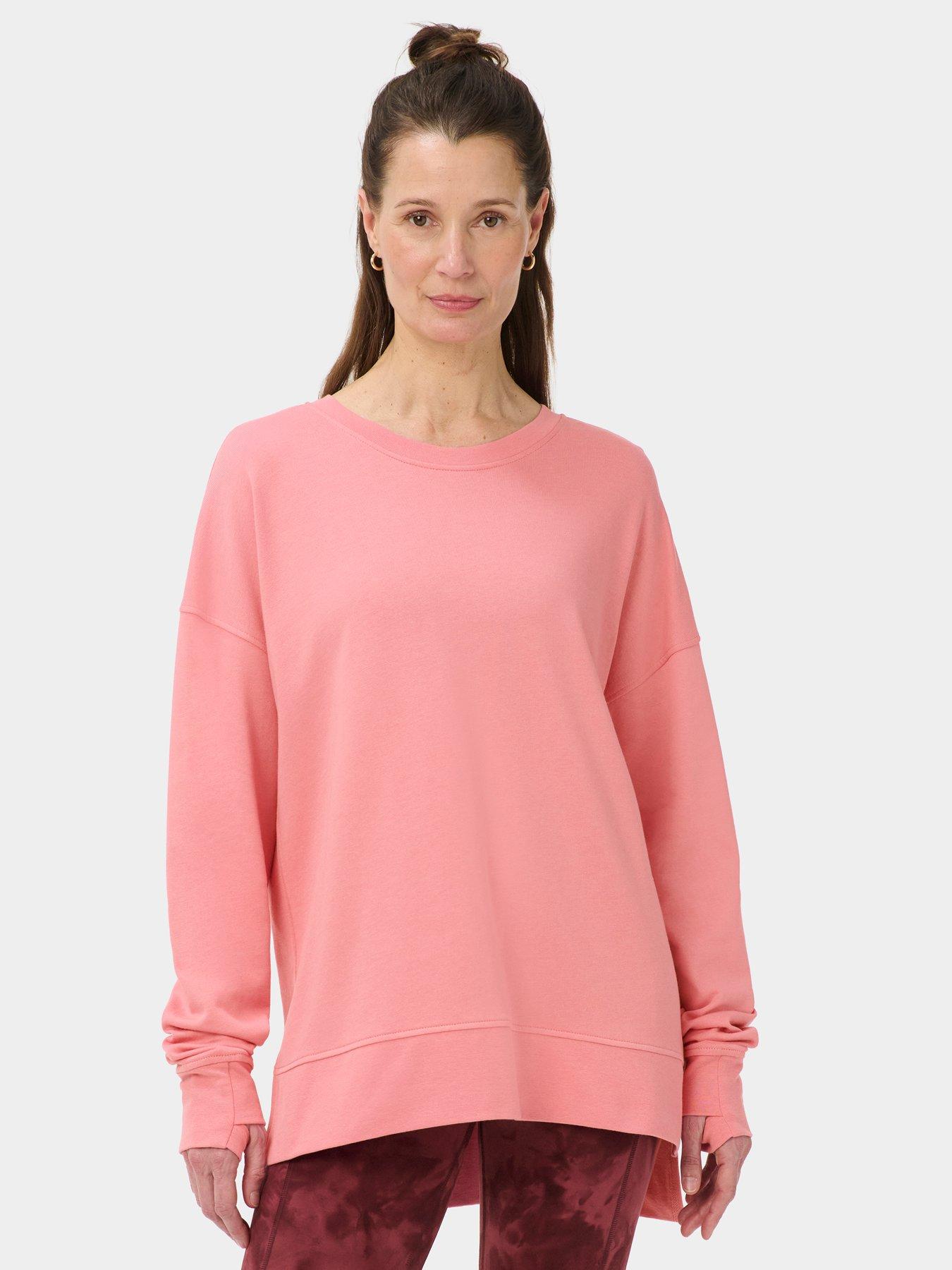 Sweaty Betty Womens Training After Class Longline Sweatshirt, Pink, Size L, Women