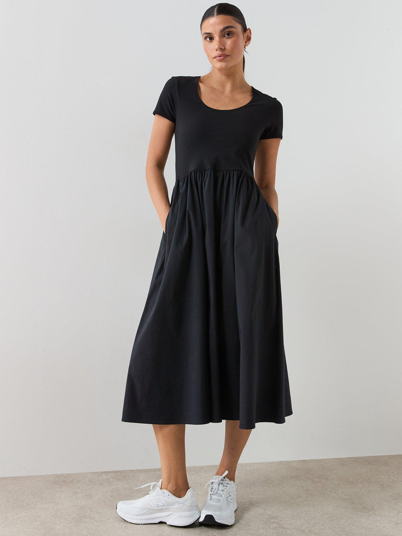 Sweaty Betty Womens Training Explorer Ribbed Short Sleeve Midi Dress - Black  | Very