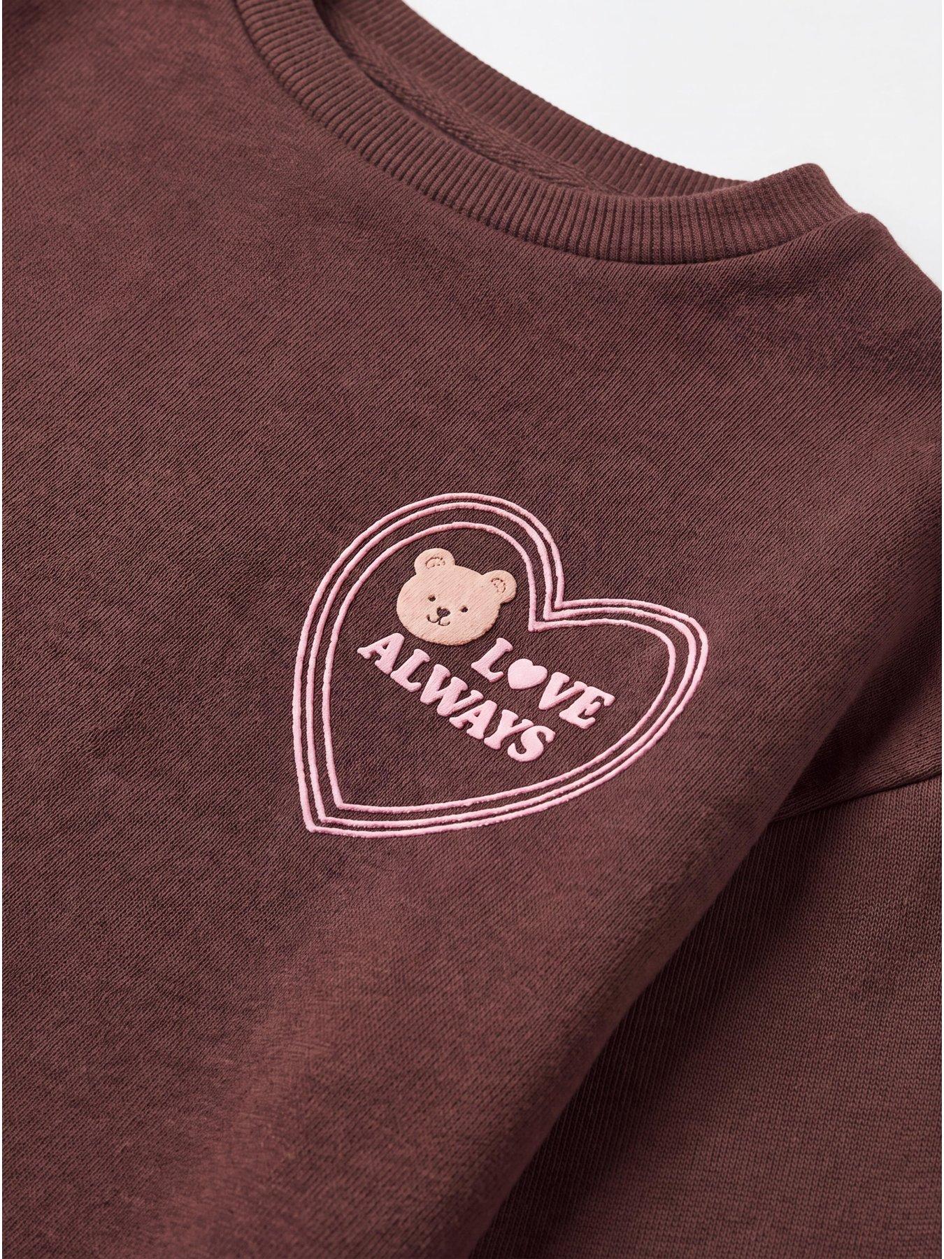 Image 3 of 3 of The Very Collection Girls Teddy Sweatshirt And Flare Legging Set (9 months - 7 years) - Brown