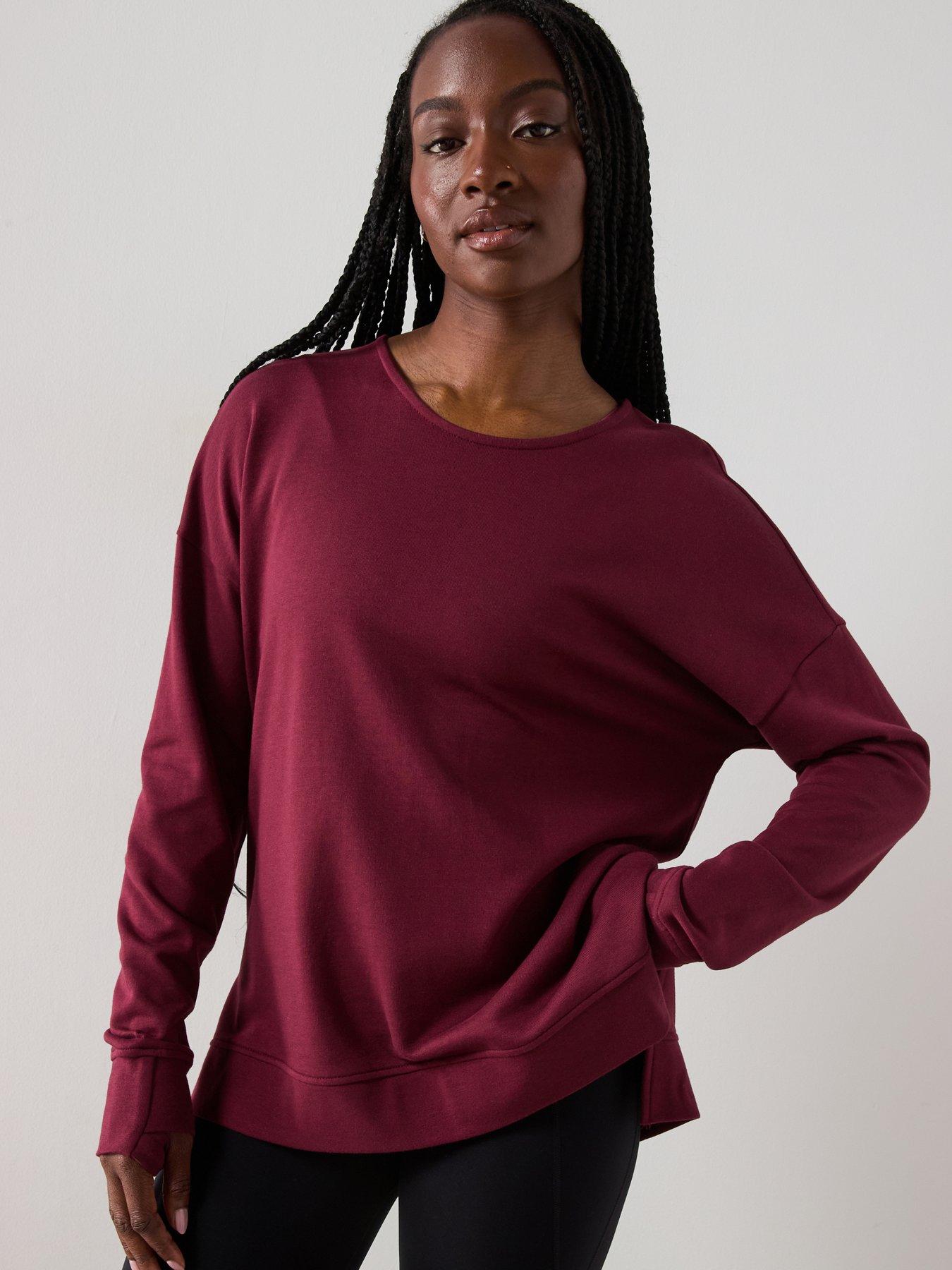 Image 1 of 6 of Sweaty Betty Womens Training After Class Open Back Tie Sweatshirt - Red
