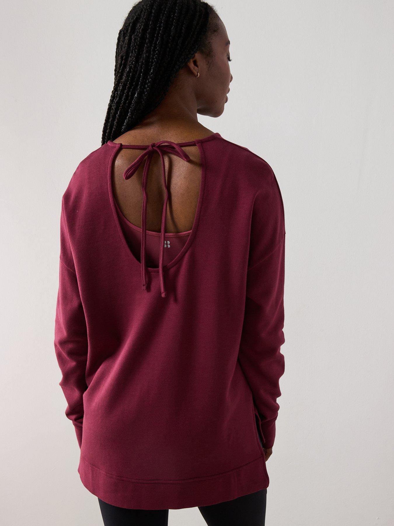 Image 2 of 6 of Sweaty Betty Womens Training After Class Open Back Tie Sweatshirt - Red