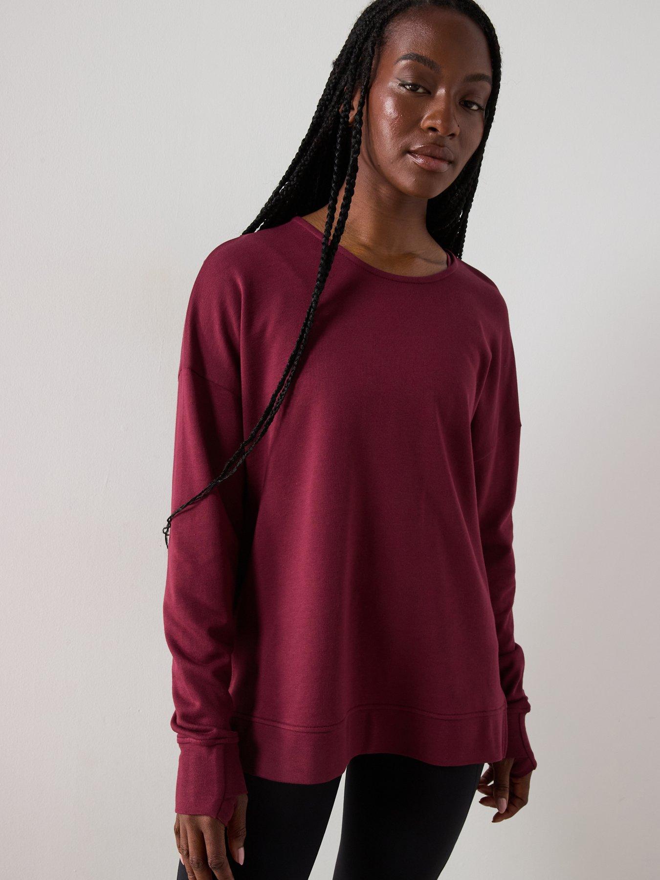 Image 6 of 6 of Sweaty Betty Womens Training After Class Open Back Tie Sweatshirt - Red