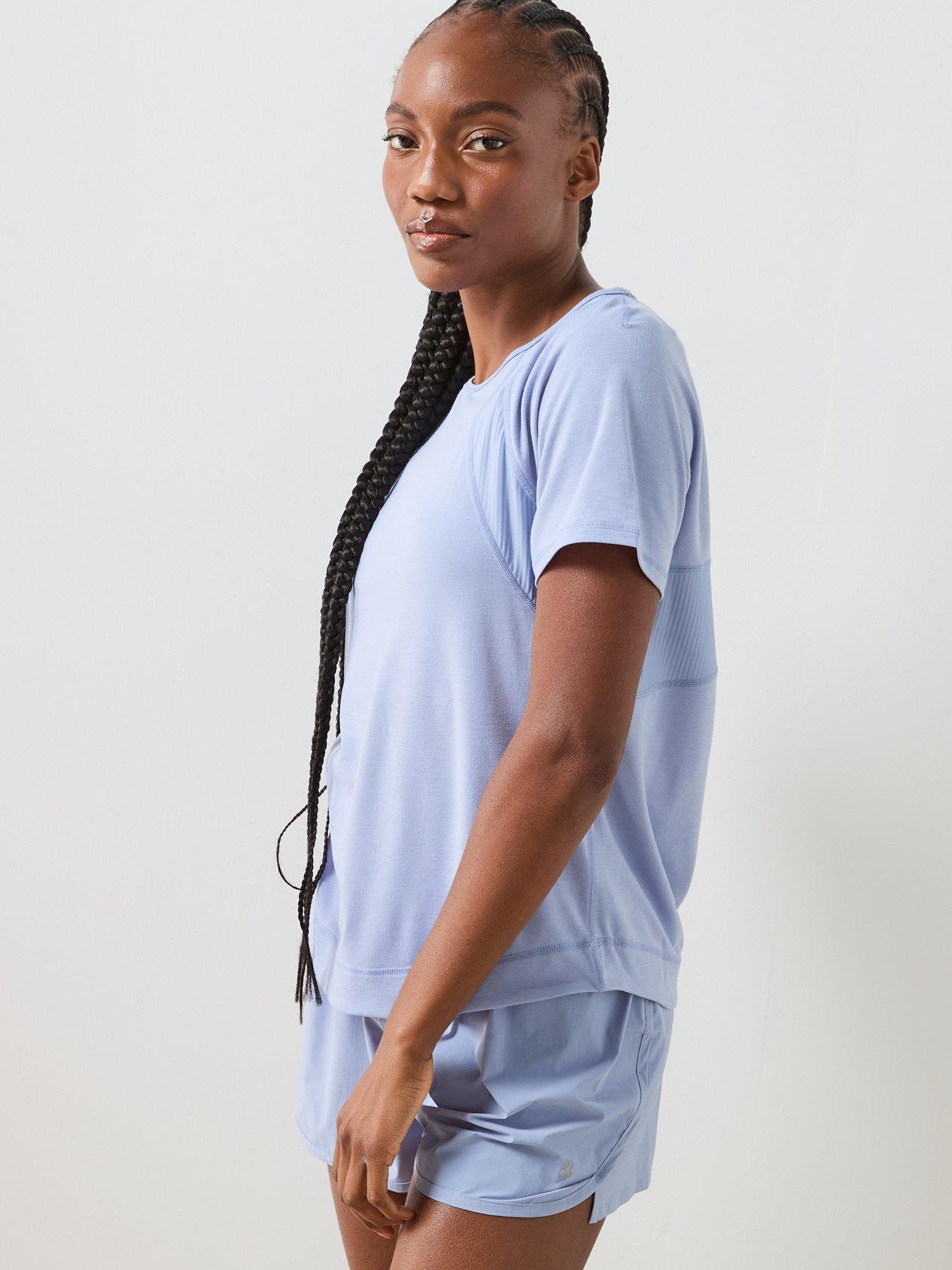 Image 6 of 6 of Sweaty Betty Womens Training Breathe Easy T-Shirt - Blue