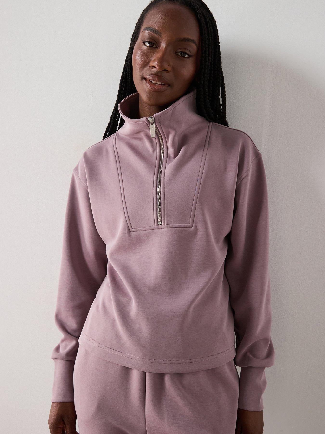 Sweaty Betty Womens Training Sand Wash Half Zip Crop Sweatshirt - Duskberry Purple