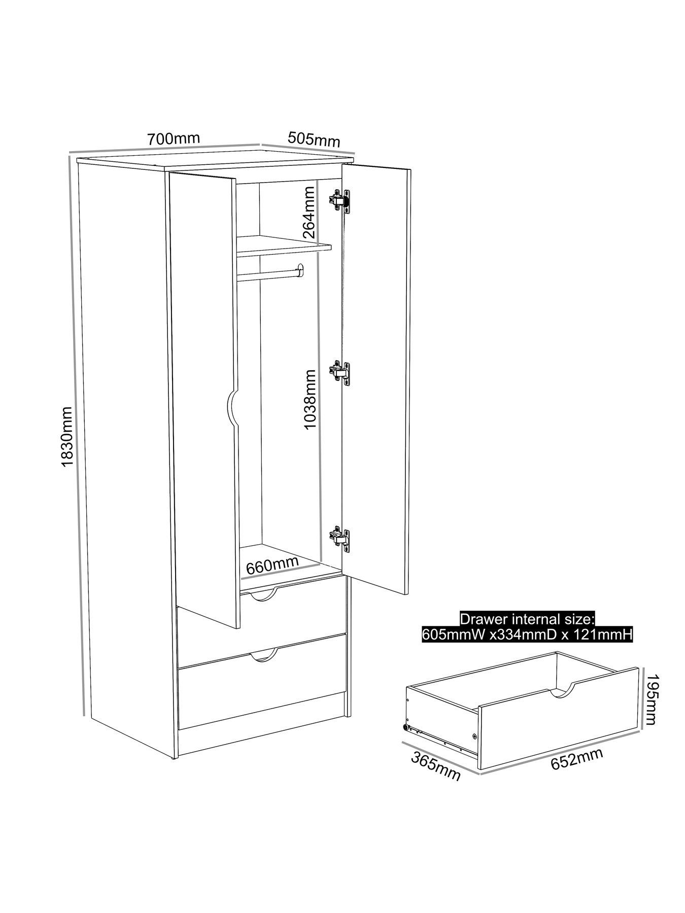 Image 6 of 7 of The Very Collection Mico 2 Door 2 Drawer Wardrobe - FSC&reg; Certified