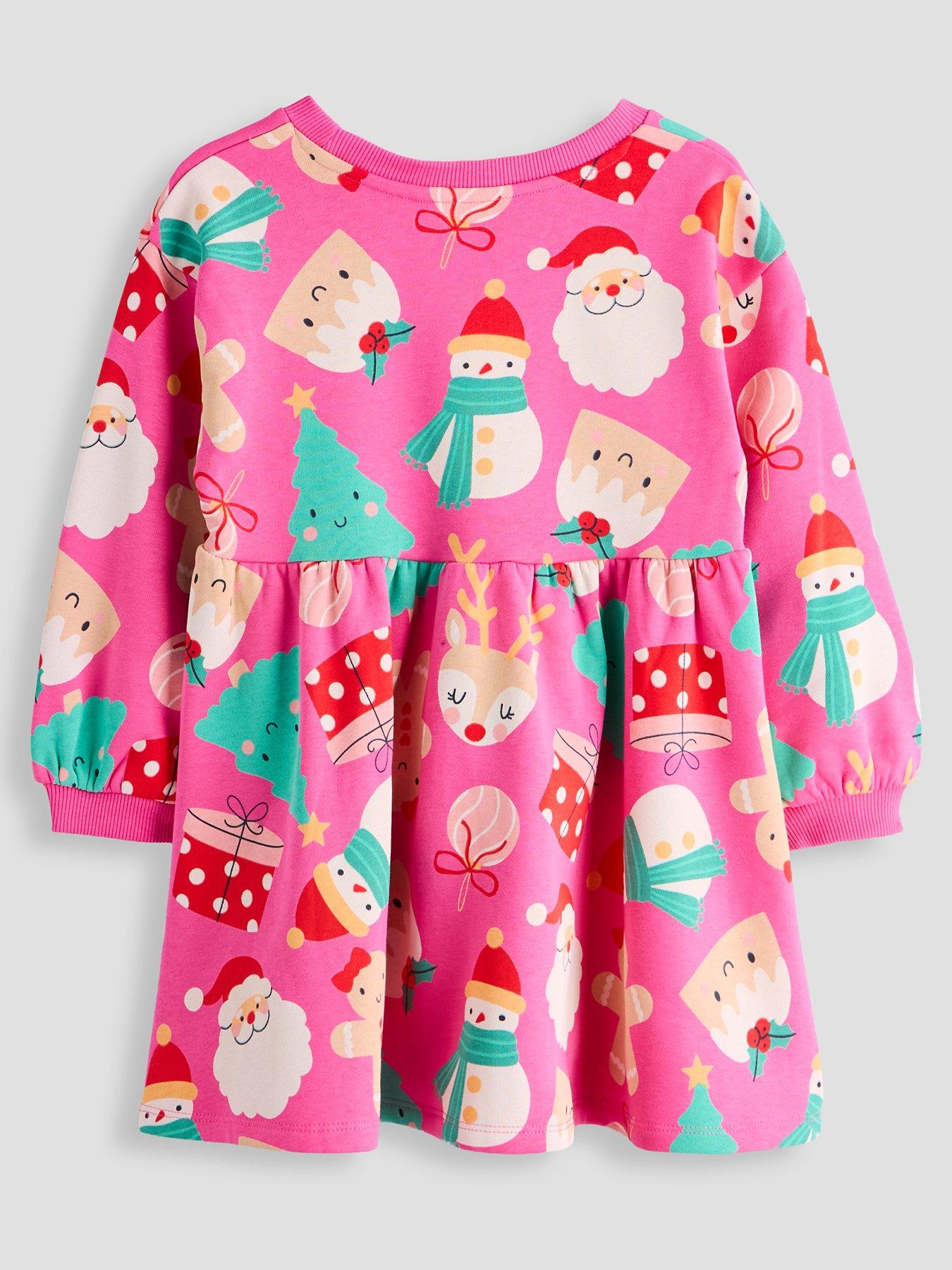 Image 2 of 4 of The Very Collection Girls Christmas Print Peplum Dress (9 Months - 7 Years) - Print