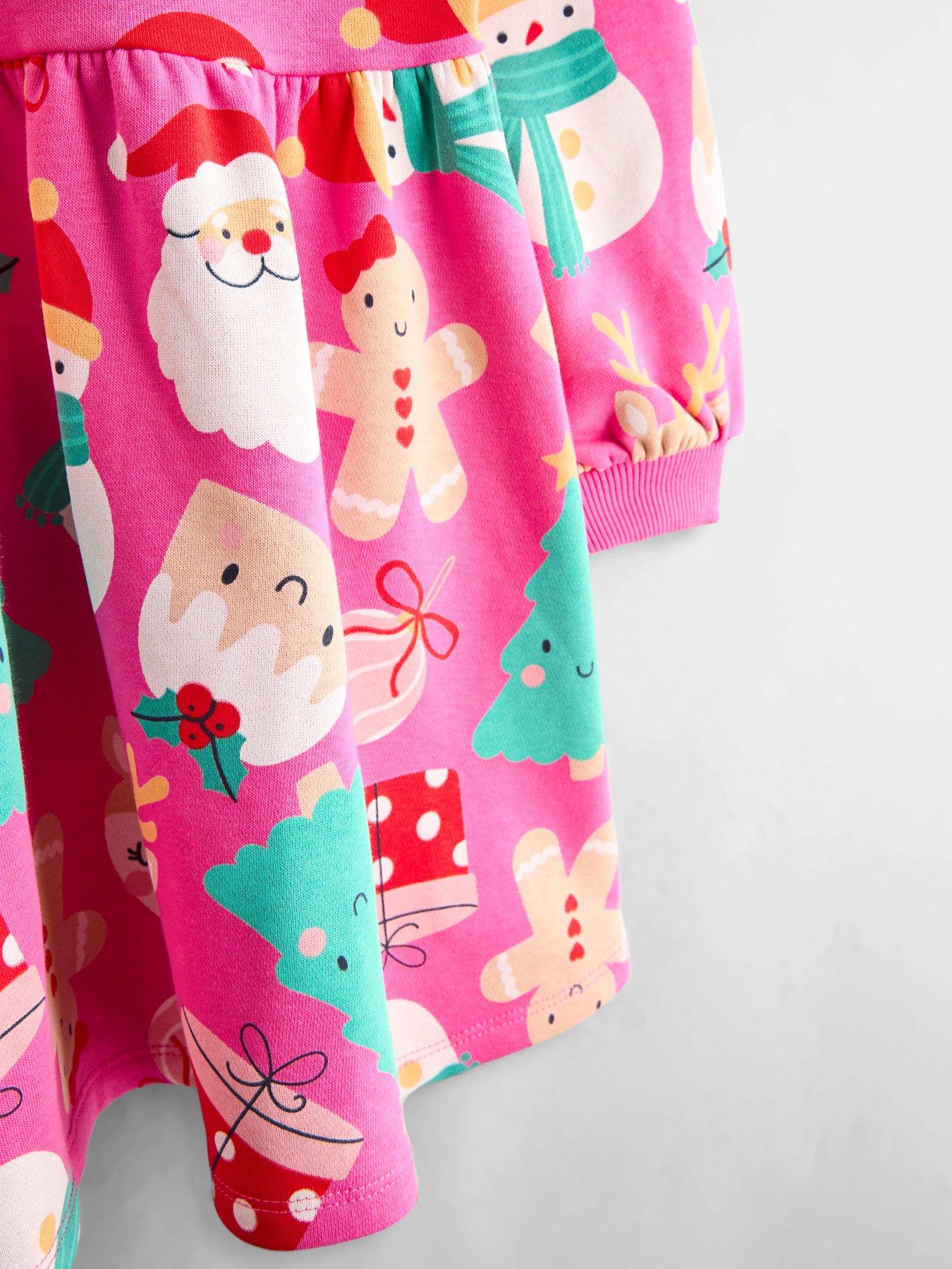 Image 4 of 4 of The Very Collection Girls Christmas Print Peplum Dress (9 Months - 7 Years) - Print