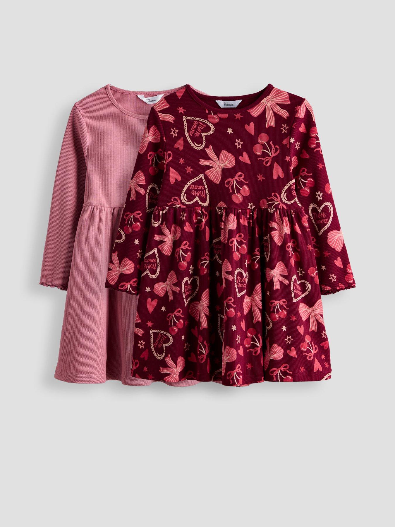 The Very Collection Girls Ribbed 2 Pack Dresses - Multi