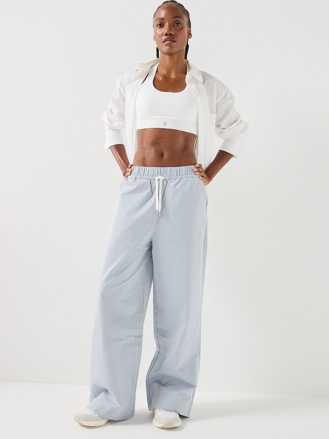 Image 5 of 5 of Sweaty Betty Womens Summer Stripe Regular Trouser - Blue