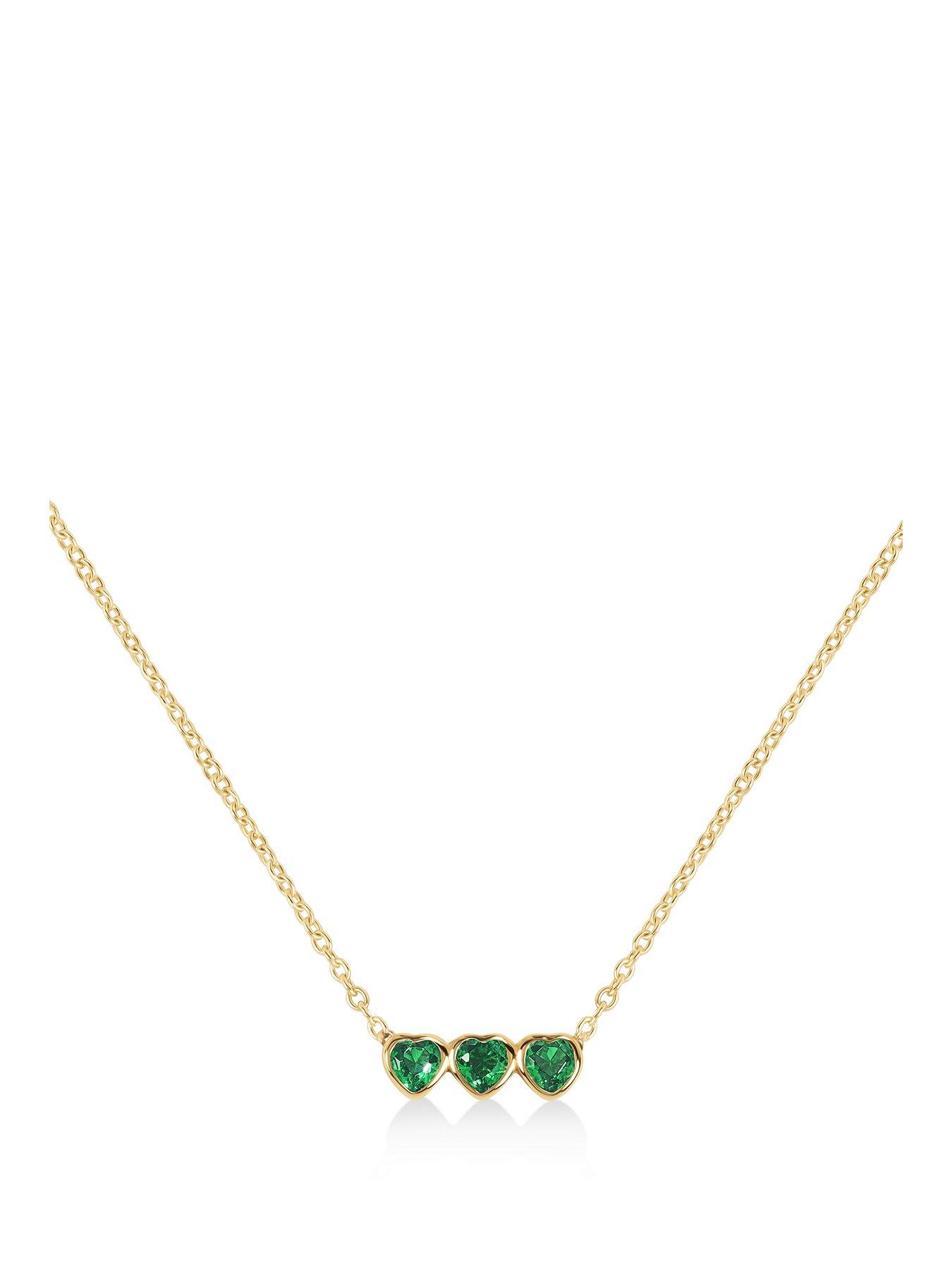 Radley Gold & Green triple Heart Charm Necklace