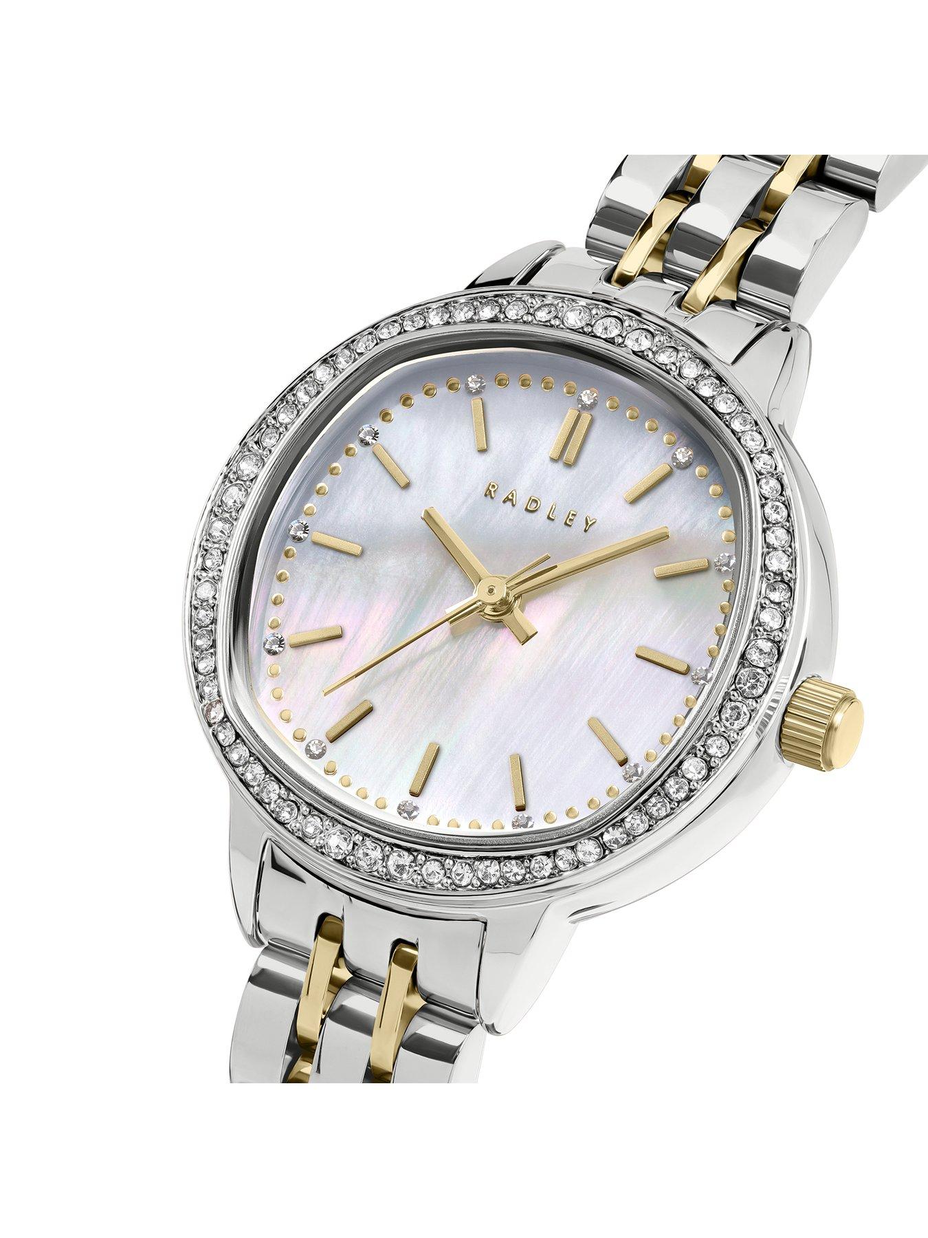 Image 2 of 4 of Radley Silver Plated Stone Set Case Mother Of Pearl Dial Stainless Steel Bracelet Watch