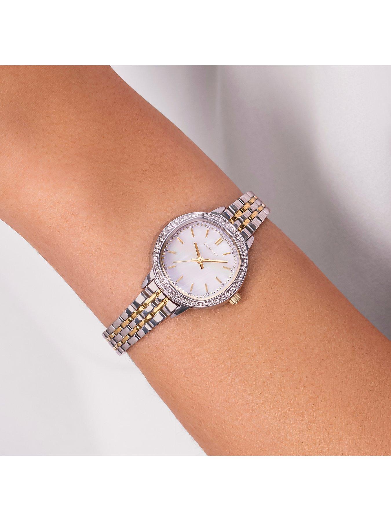Image 3 of 4 of Radley Silver Plated Stone Set Case Mother Of Pearl Dial Stainless Steel Bracelet Watch