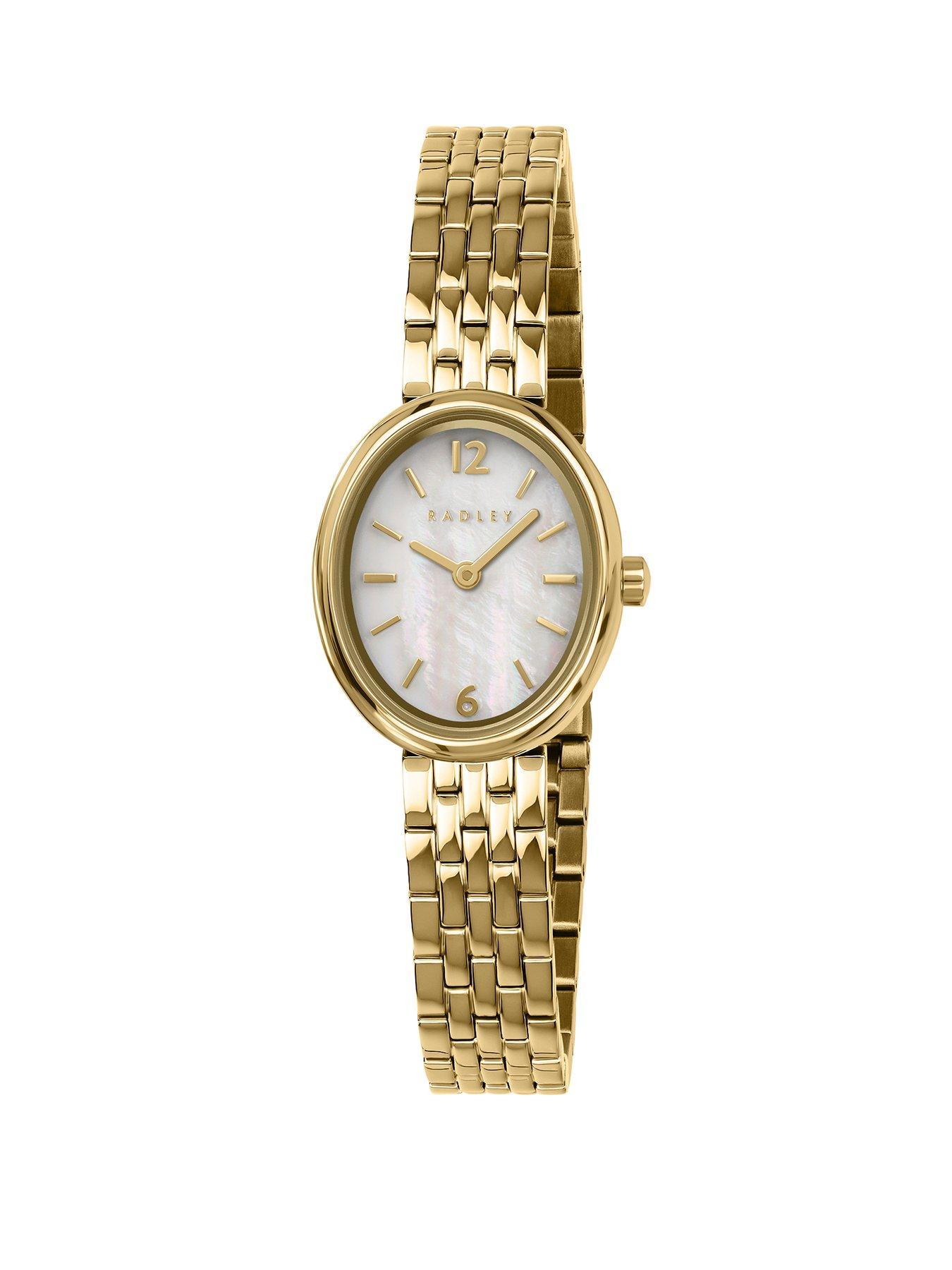Radley Mother Of Pearl Dial Oval Pale Gold Plated Stainless Steel Bracelet Watch