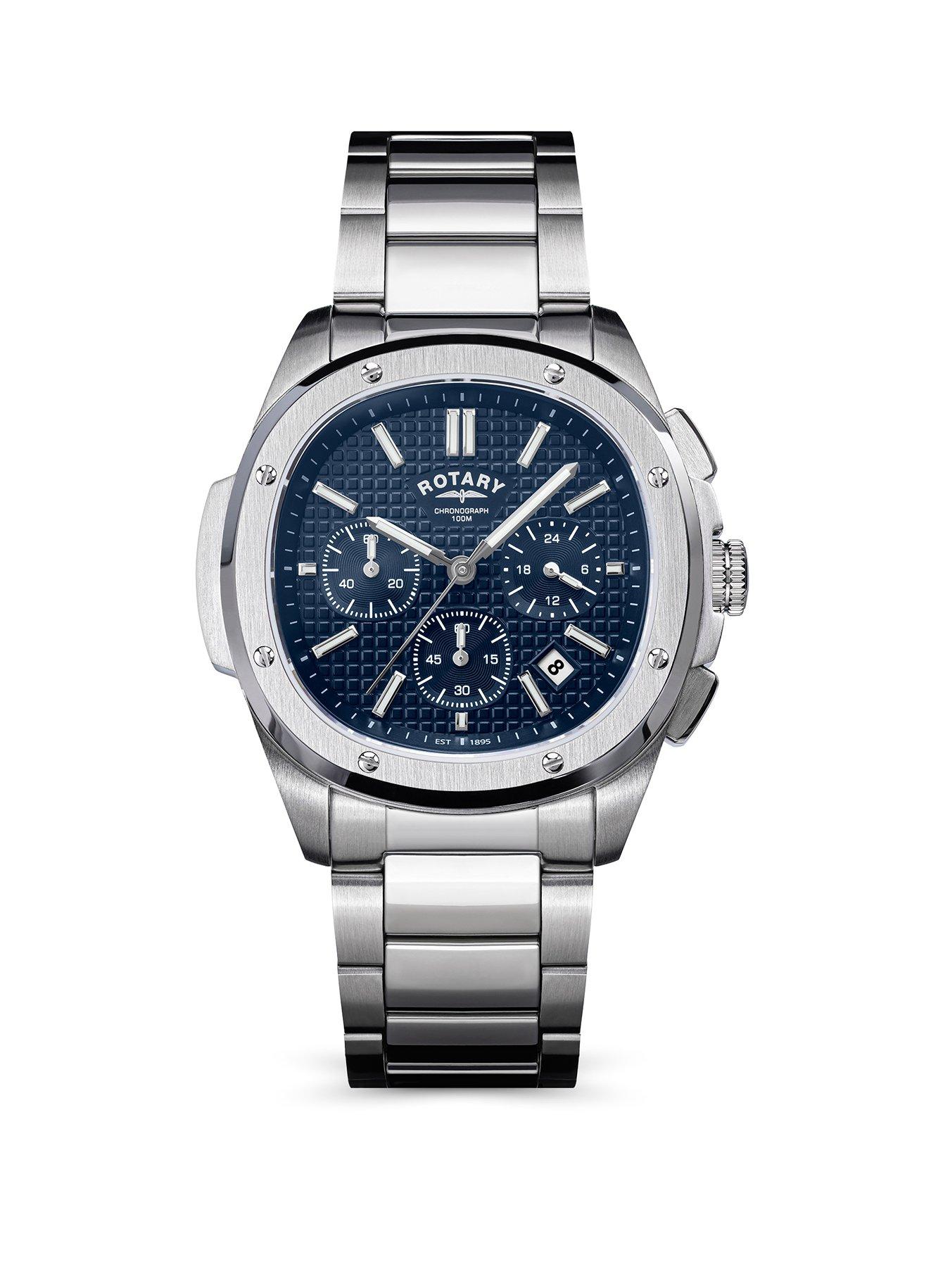 Rotary Men's  SS Chronograph Blt Blue Dial 100m