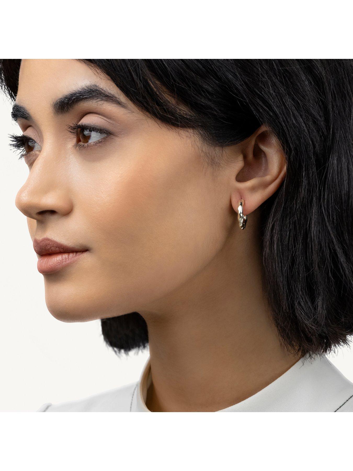Image 2 of 5 of Radley 18ct GP Hammer Hoop Earrings