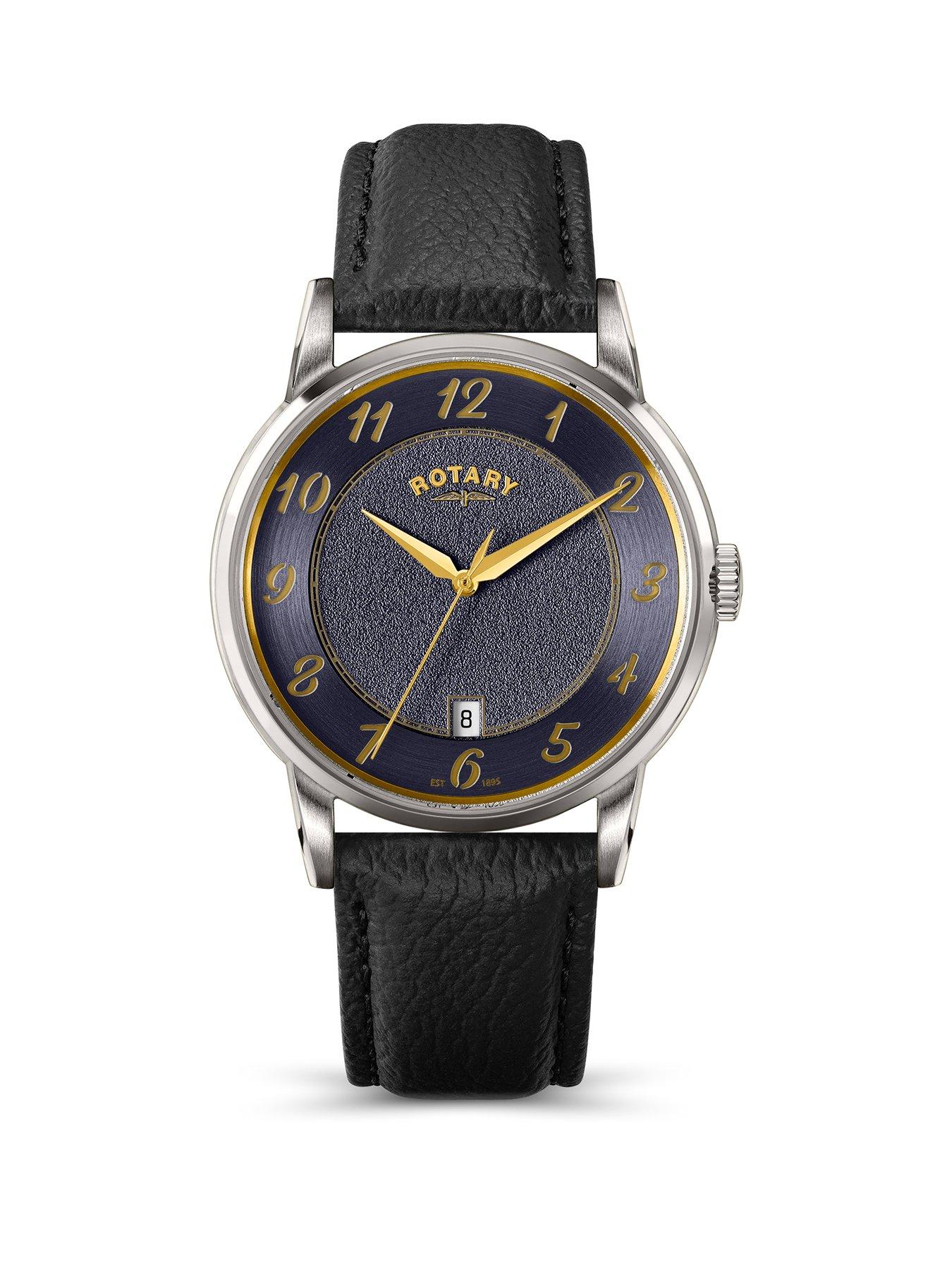 Rotary Rotary Men's SS Black Strap Navy Dial 50m