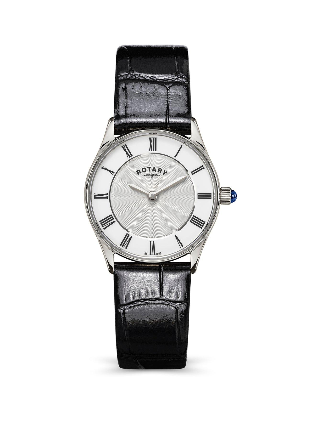 Rotary Rotary Ladies SS Black Strap White Dial 50m