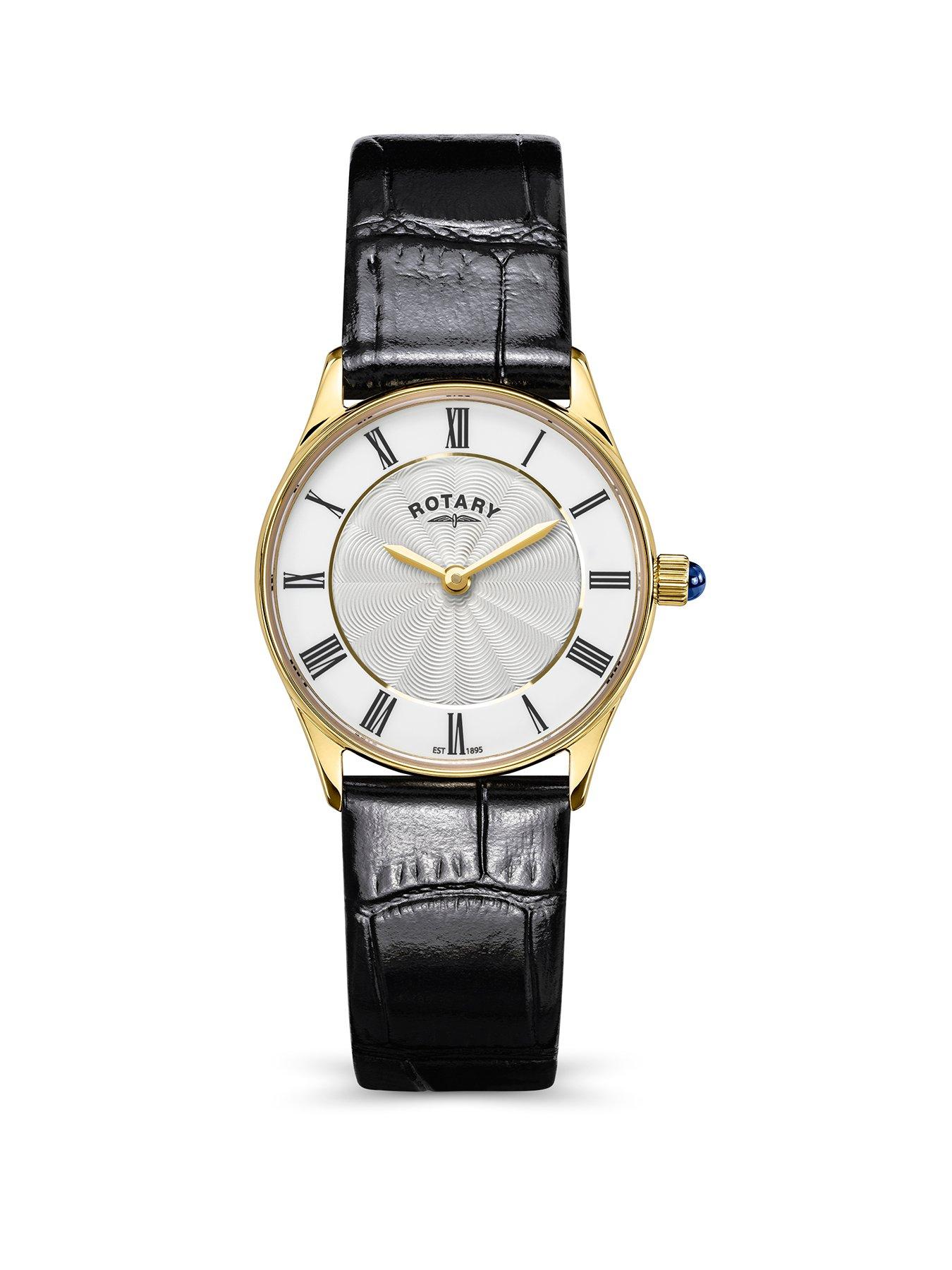 Rotary Ladies GP Black Strap White Dial 50m