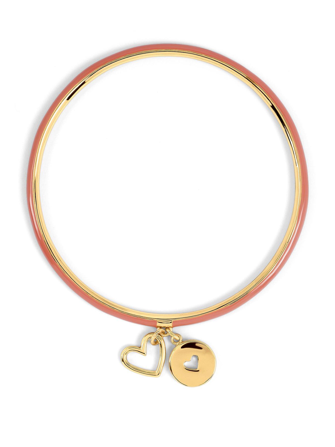 Radley Gold and Carnation Enamel Bangle With Hanging Charms