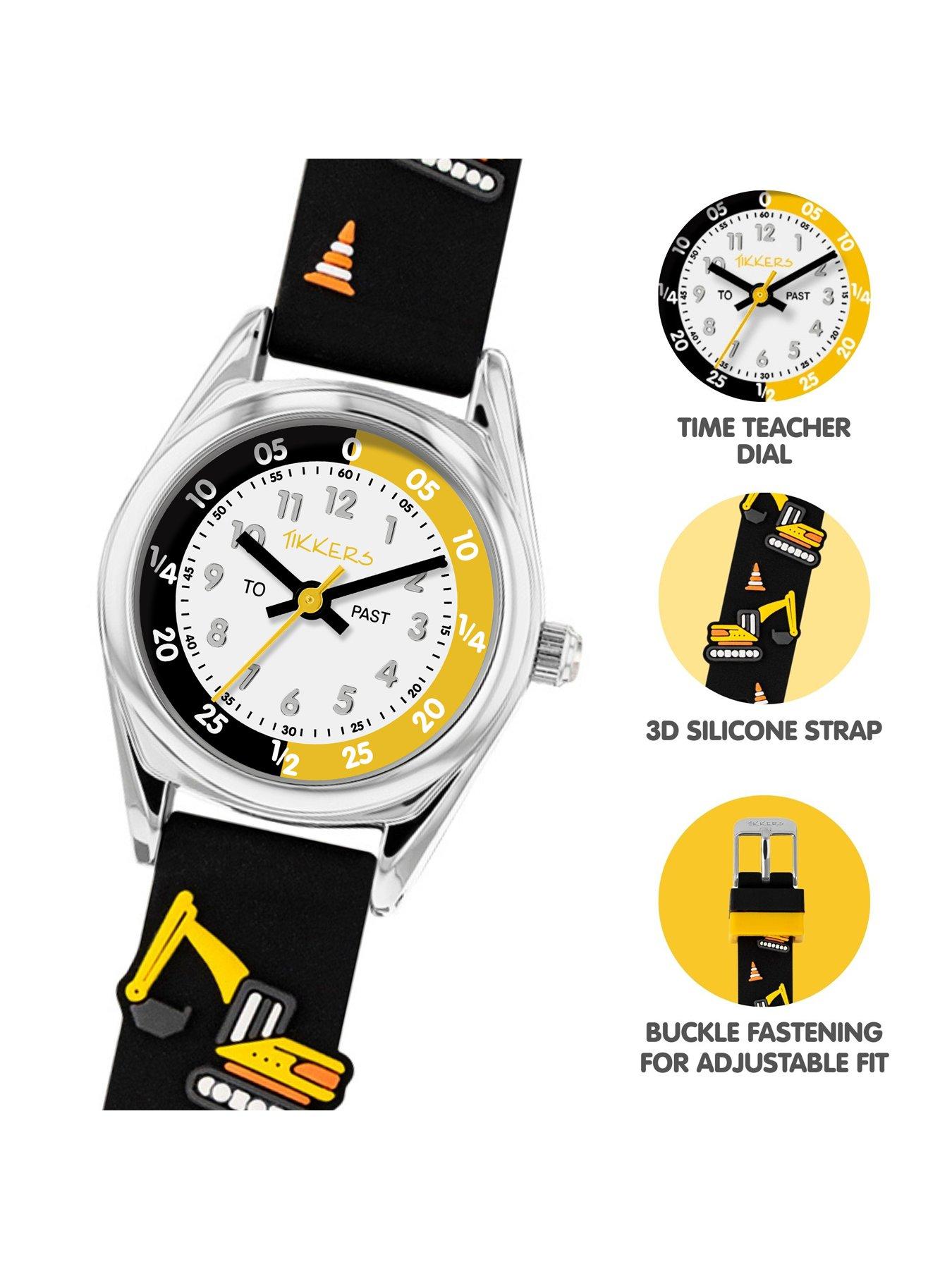 Image 3 of 5 of Tikkers Time Teacher 3D Digger Black Silicone Strap Watch