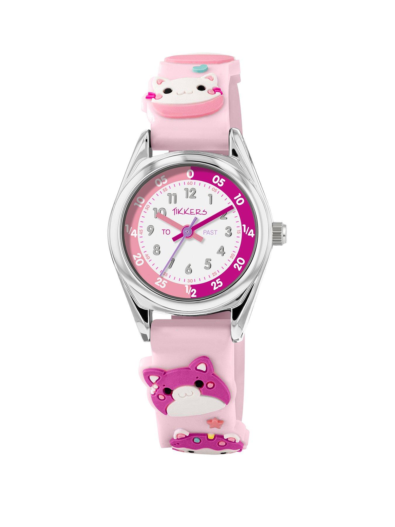 Tikkers 3D Cat Pink Silicone Strap Watch