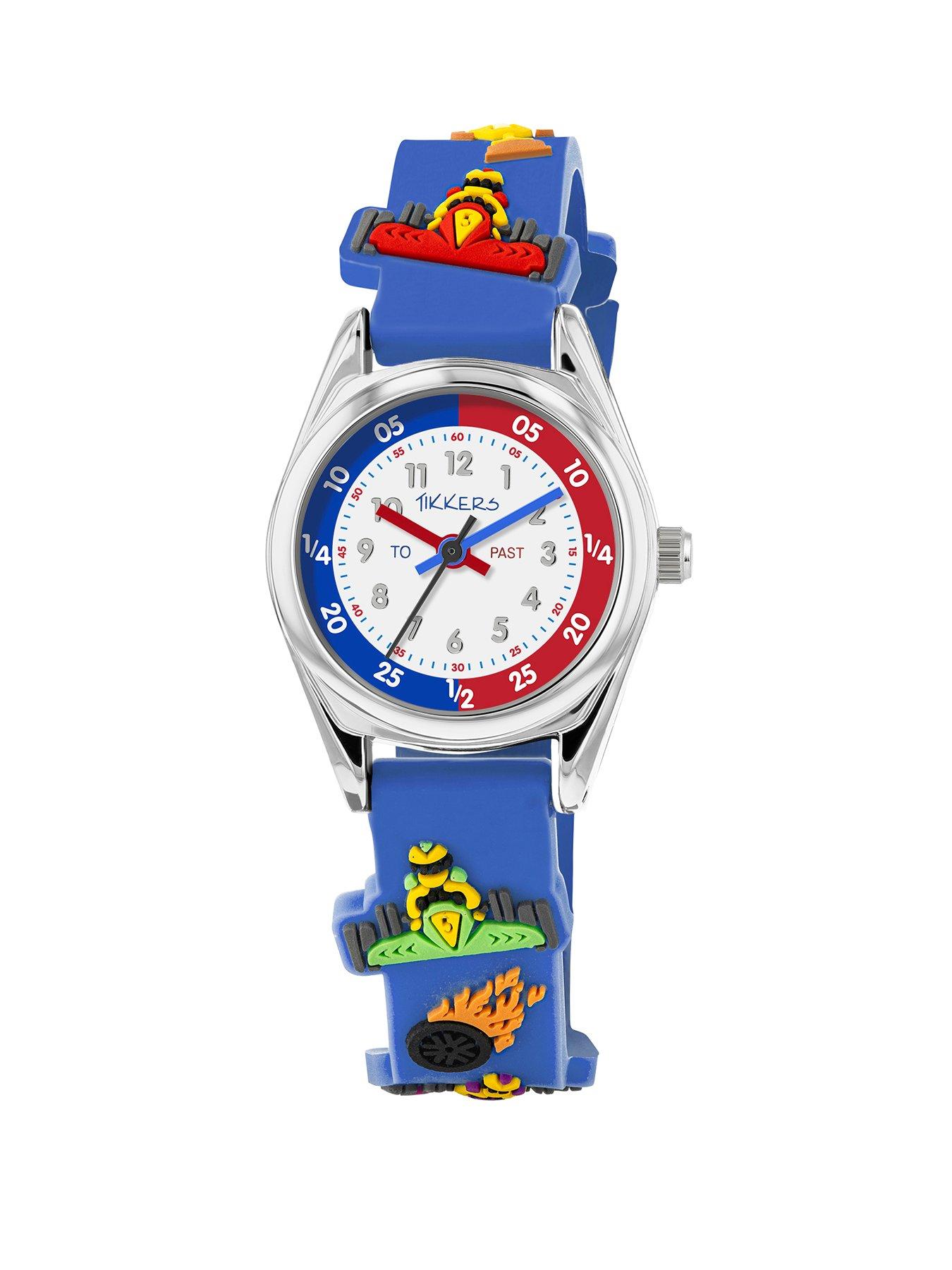 Tikkers 3D Racing Car Blue Silicone Strap Watch