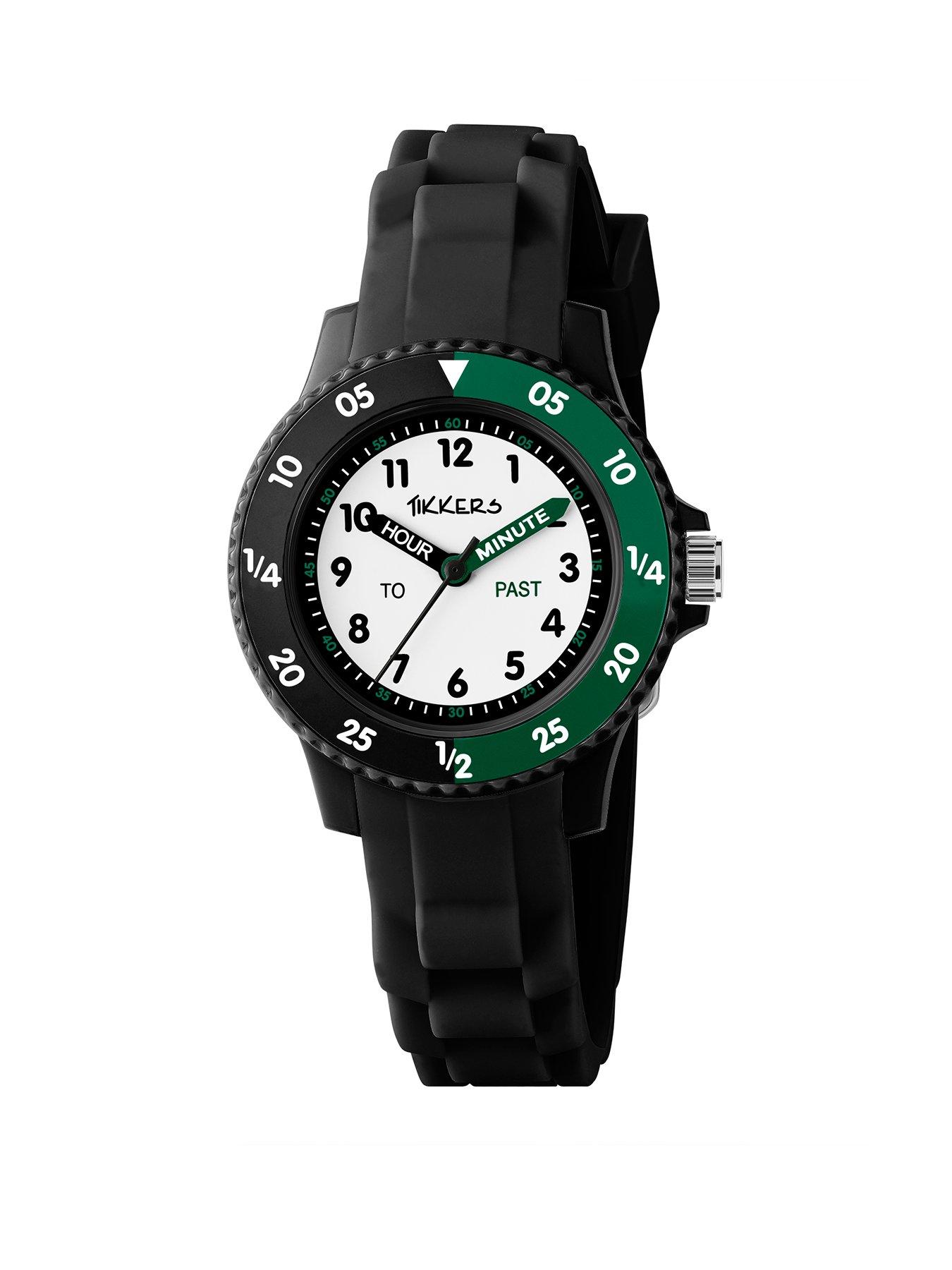 Tikkers Black Silicone Strap Timer Teacher Watch