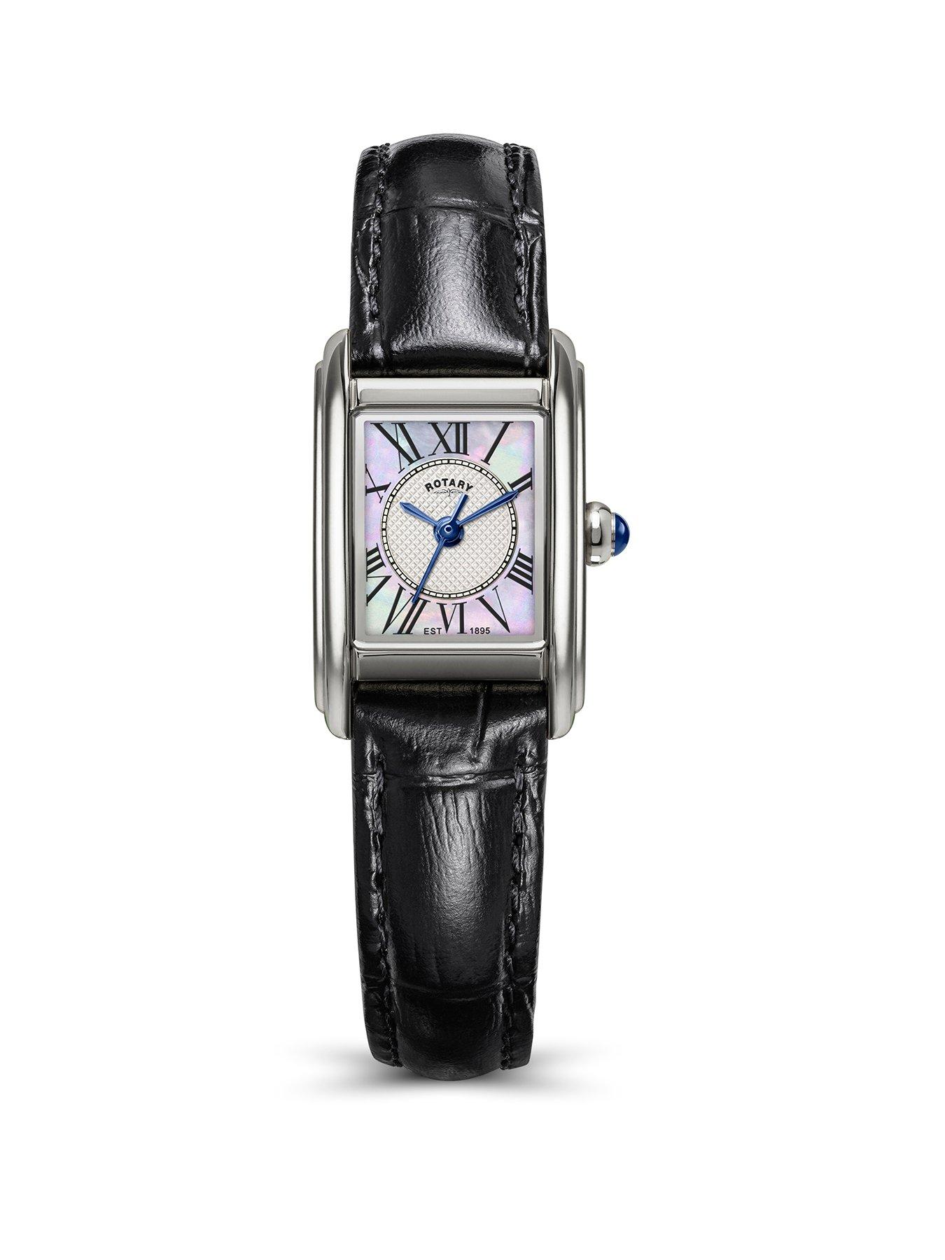 Rotary Ladies Ss Black Strap Mop Dial 50M