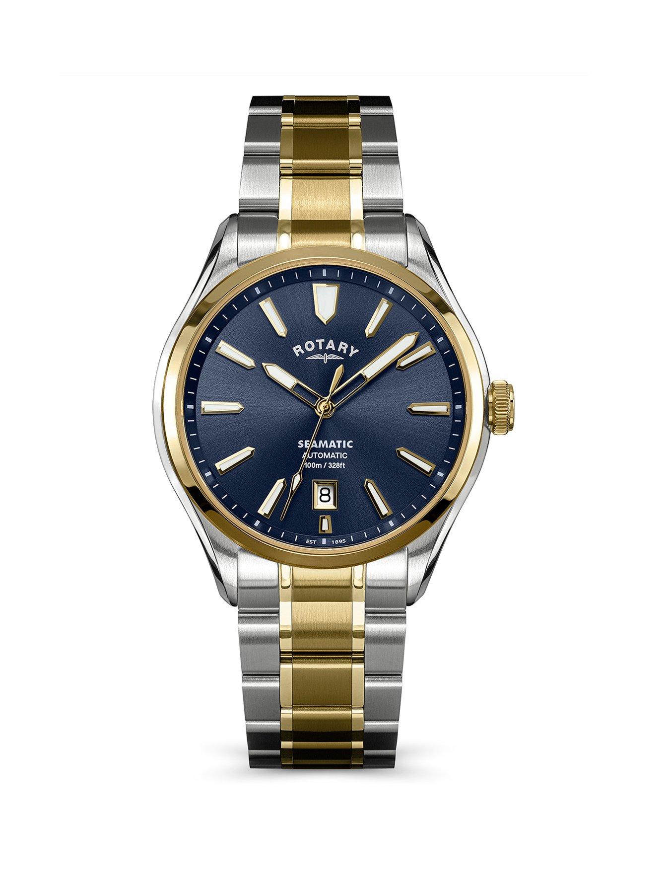 Rotary Men's Seamatic SS/GP Bracelet Blue Dial 100m