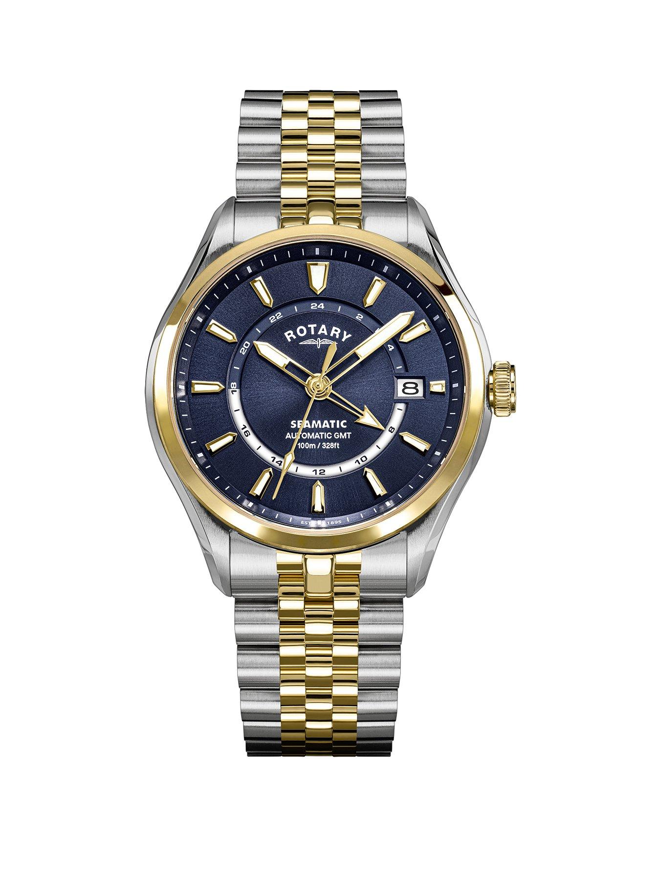 Rotary Men's Seamatic SS/GP Bracelet Blue Dial 100m