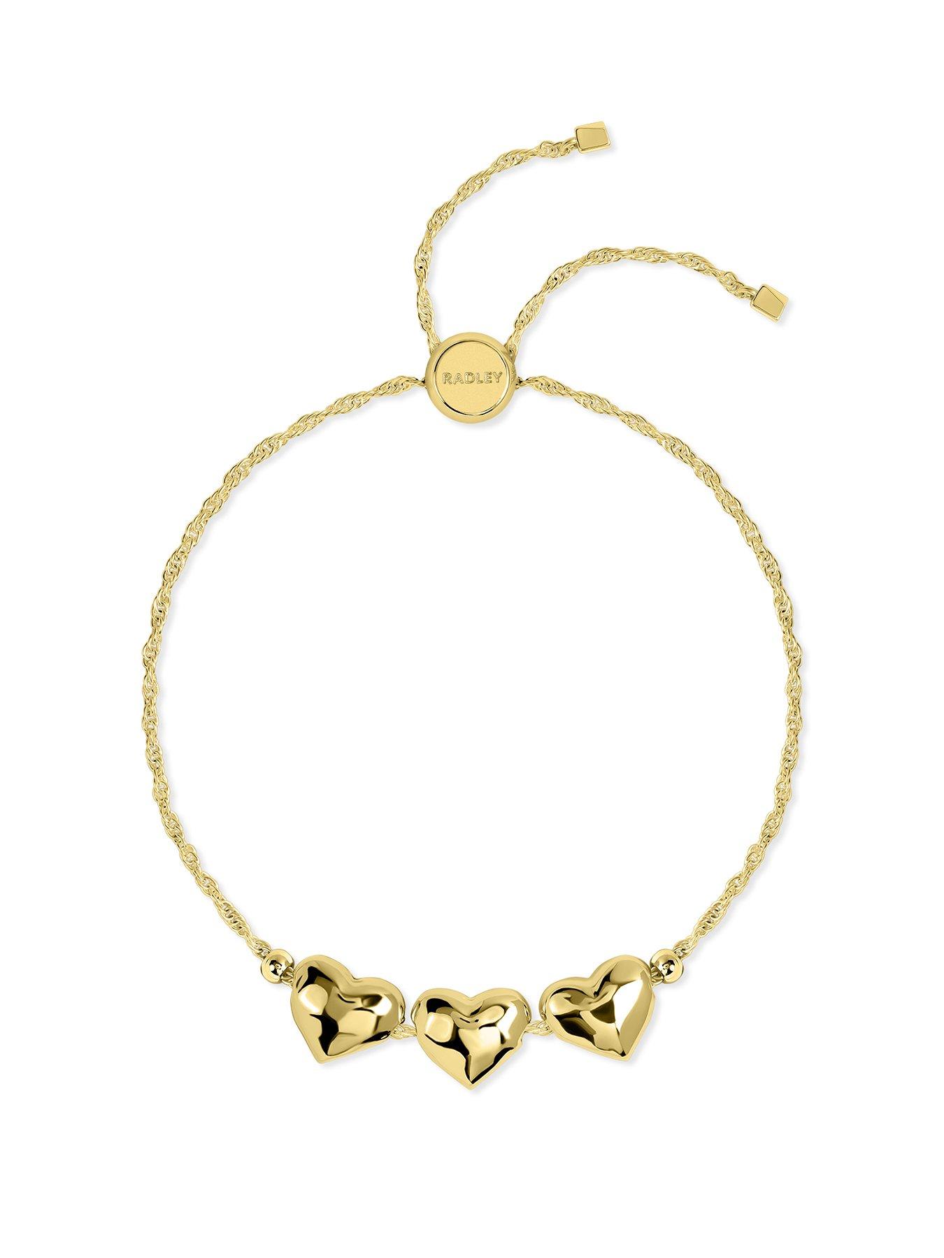 Image 1 of 4 of Radley 18ct Gold Triple Hammered Heart Charm Bracelet