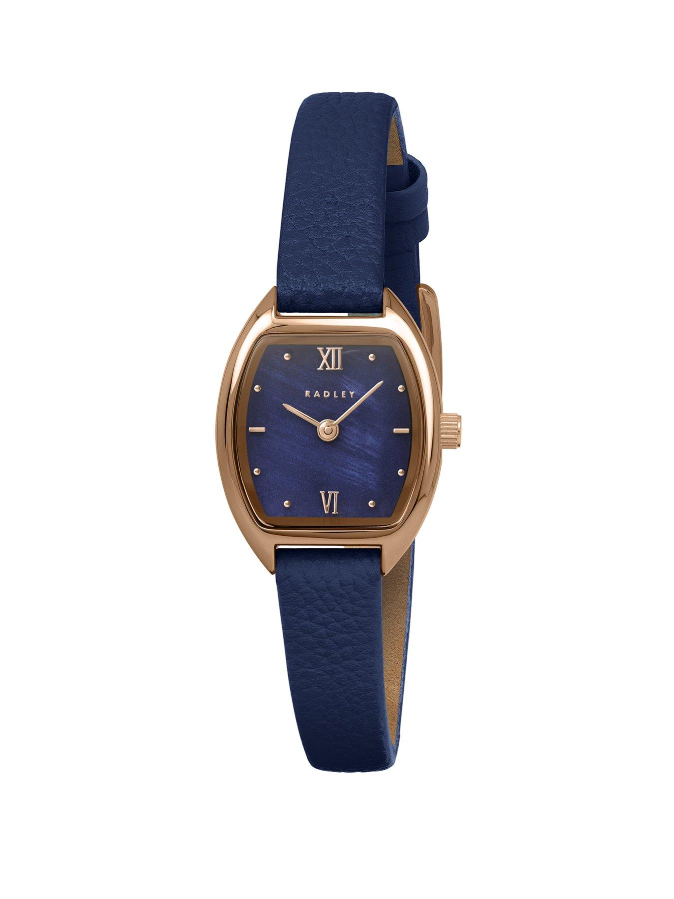 Radley Rose Gold Plated Tonneau Shaped Case Naval Leather Strap Watch