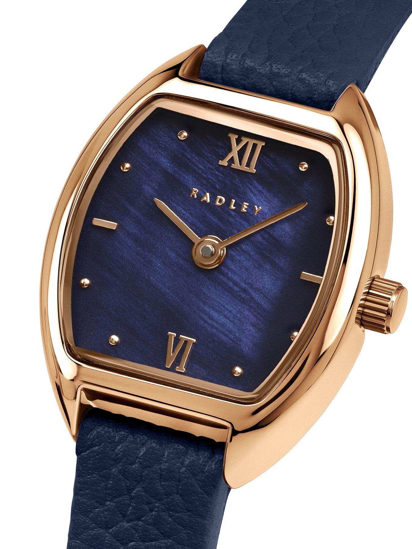 Radley Rose Gold Plated Tonneau Shaped Case Naval Leather Strap Watch ...