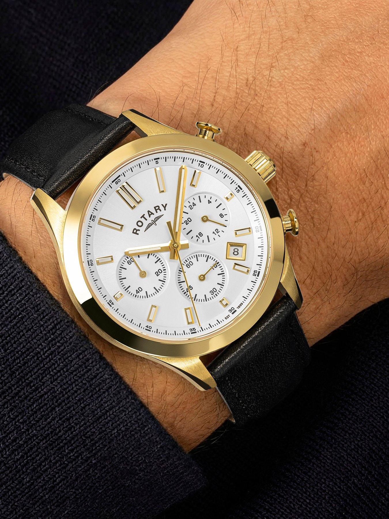 Image 3 of 6 of Rotary Men's GP Chronograph Black Strap Silver White Dial 50m