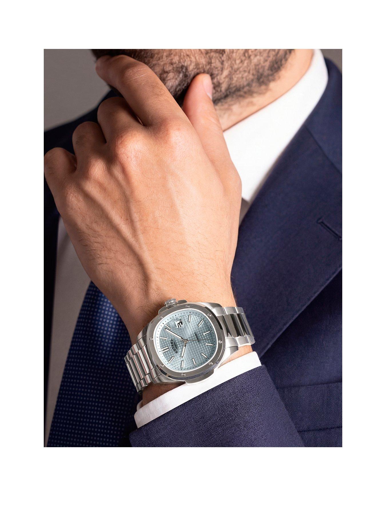 Rotary Men's SS Blt Pale Blue Dial 100m