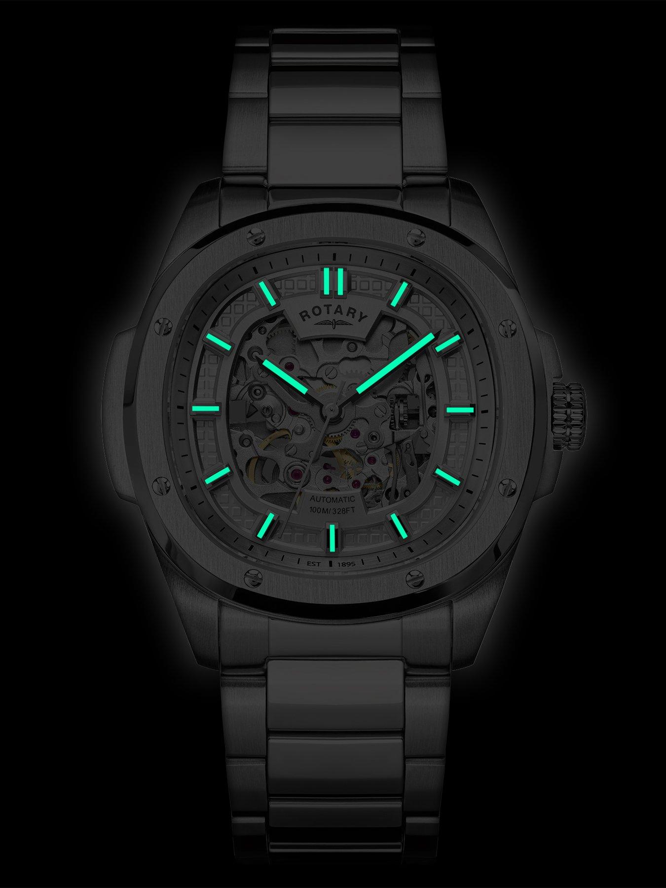 Image 5 of 6 of Rotary Men's Skeleton Automatic SS Bracelet Silver Dial 100m