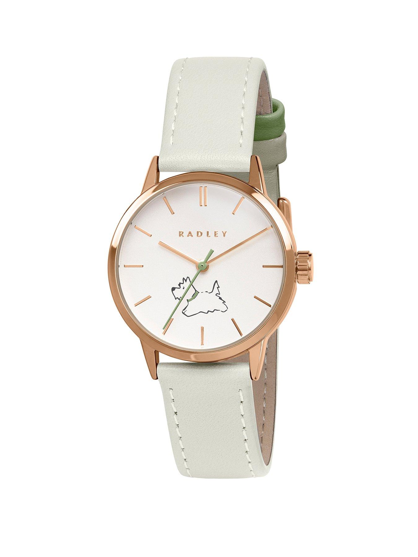 Radley Walkies Rose Gold Plated Salt & Apple Leather Strap Watch