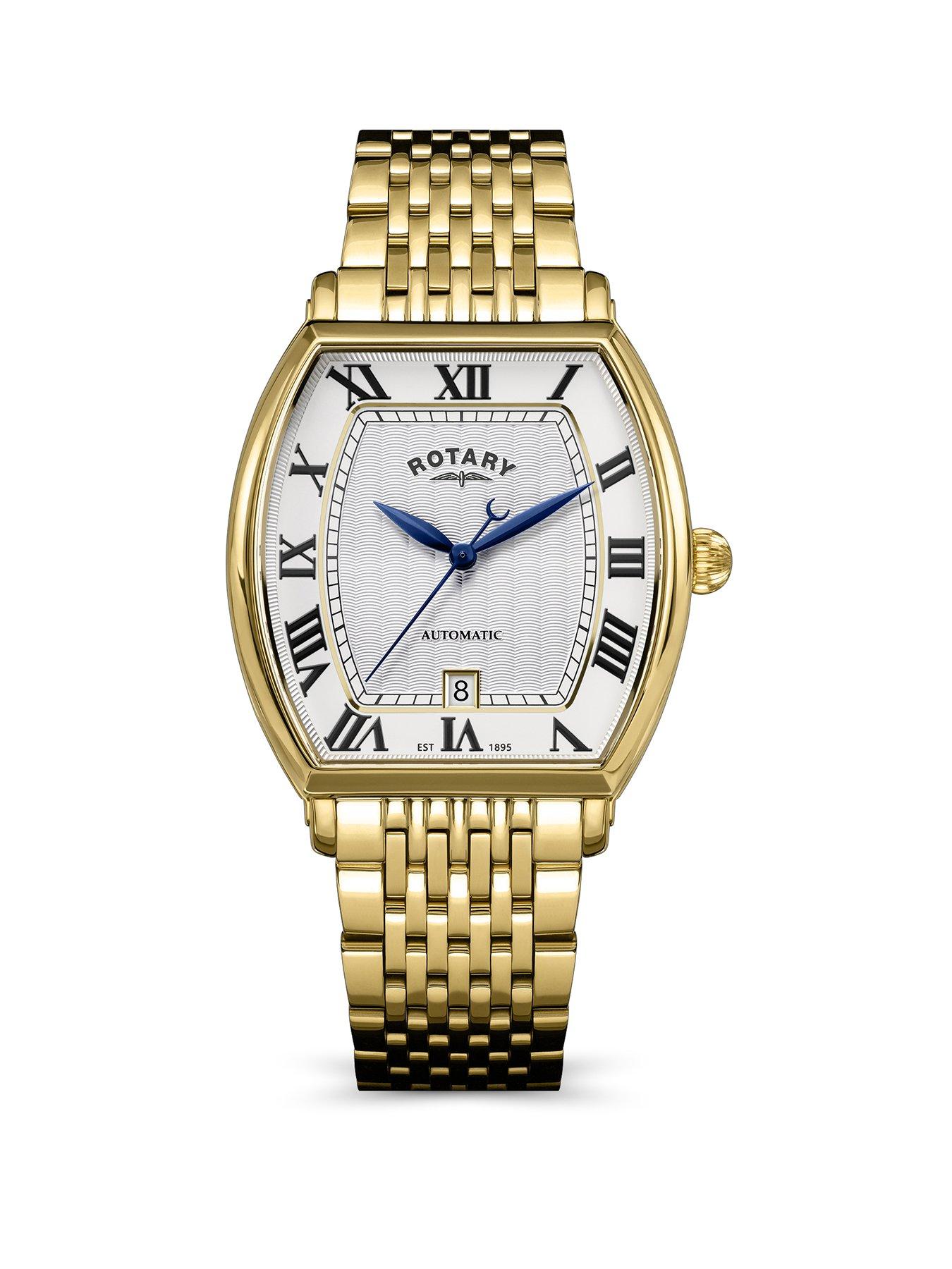 Rotary Men'S Automatic Gp Bracelet White Dial 50M