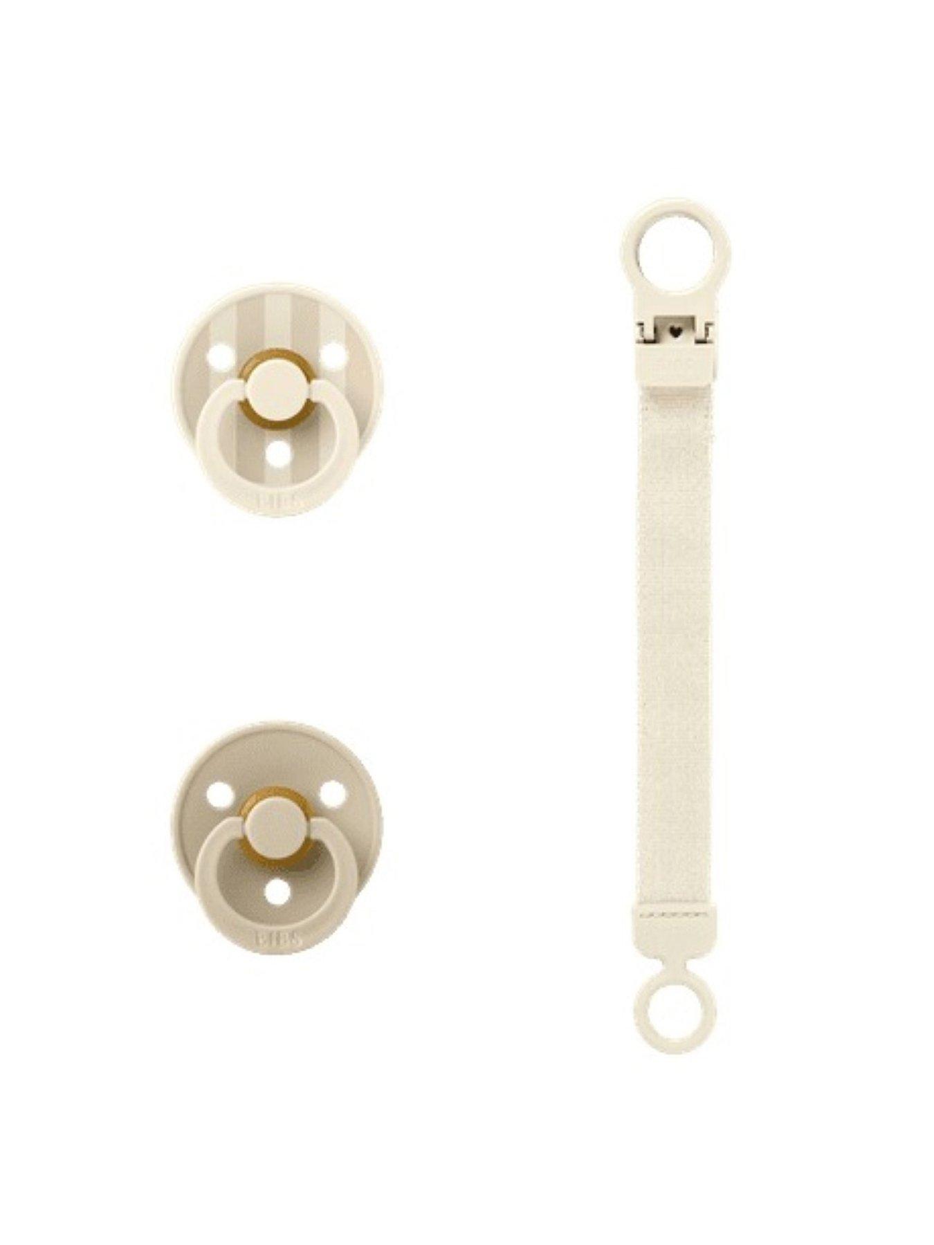 BIBS Colour Pacifier & Loop Clip Gift Set Latex Size 1 - Ivory