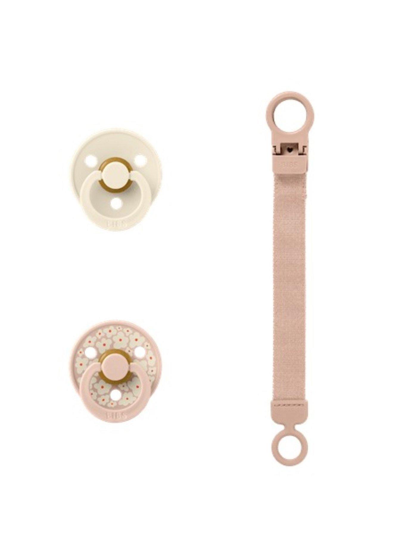 Image 1 of 2 of BIBS Colour Pacifier & Loop Clip Gift Set Latex Size 1 - Blush