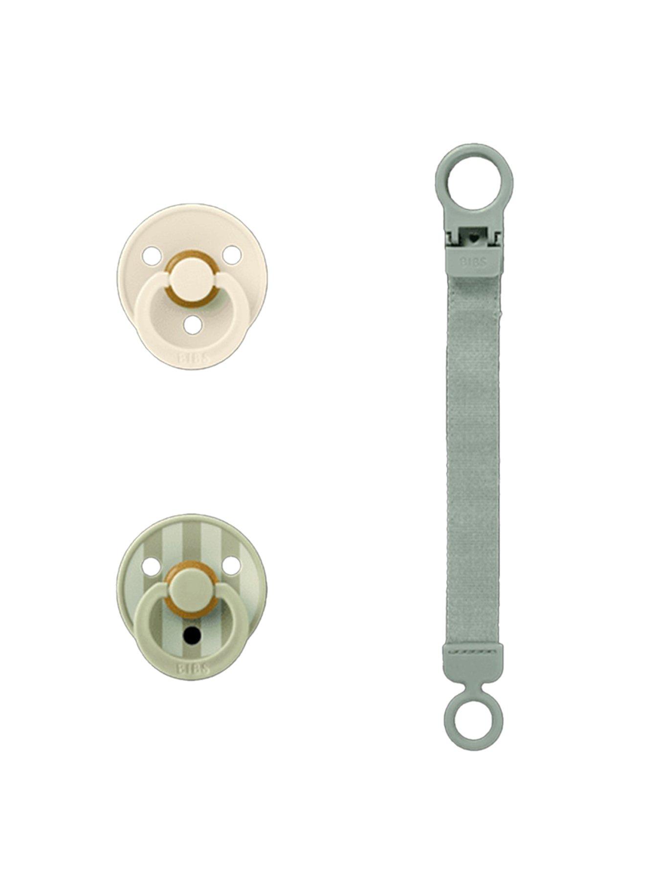 Image 1 of 4 of BIBS Colour Pacifier & Loop Clip Gift Set Latex Size 1 - Sage