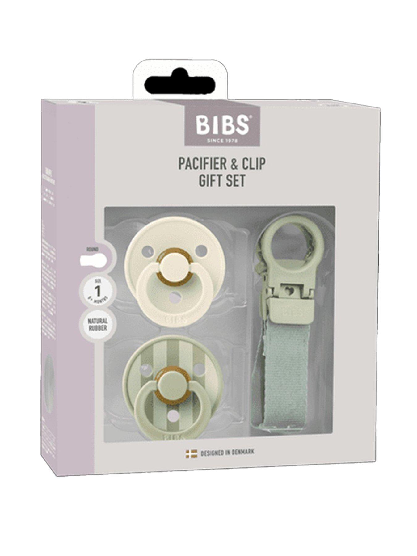 Image 2 of 4 of BIBS Colour Pacifier & Loop Clip Gift Set Latex Size 1 - Sage