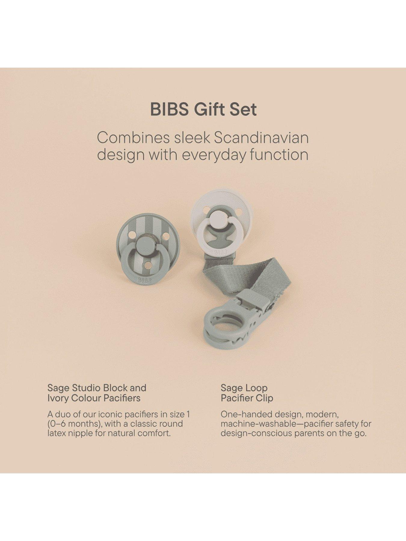 Image 4 of 4 of BIBS Colour Pacifier & Loop Clip Gift Set Latex Size 1 - Sage