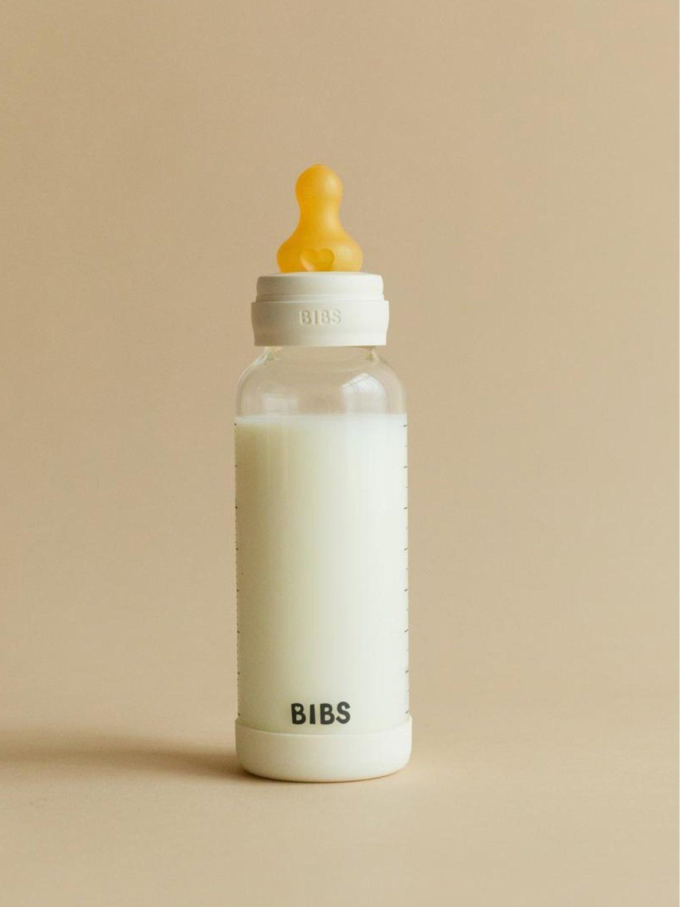 Image 4 of 5 of BIBS Glass Baby Bottle Round Latex 2 pack 240 ml Medium Flow - Ivory